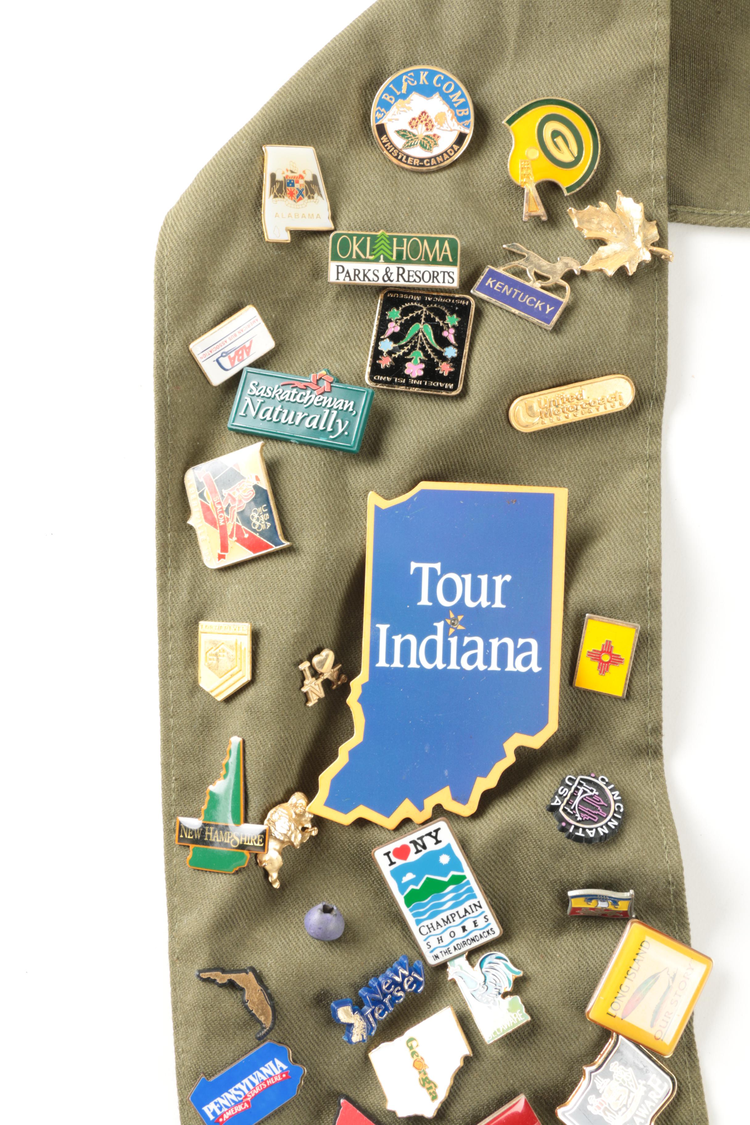 Collection of Pinbacks on Boy Scout Sash