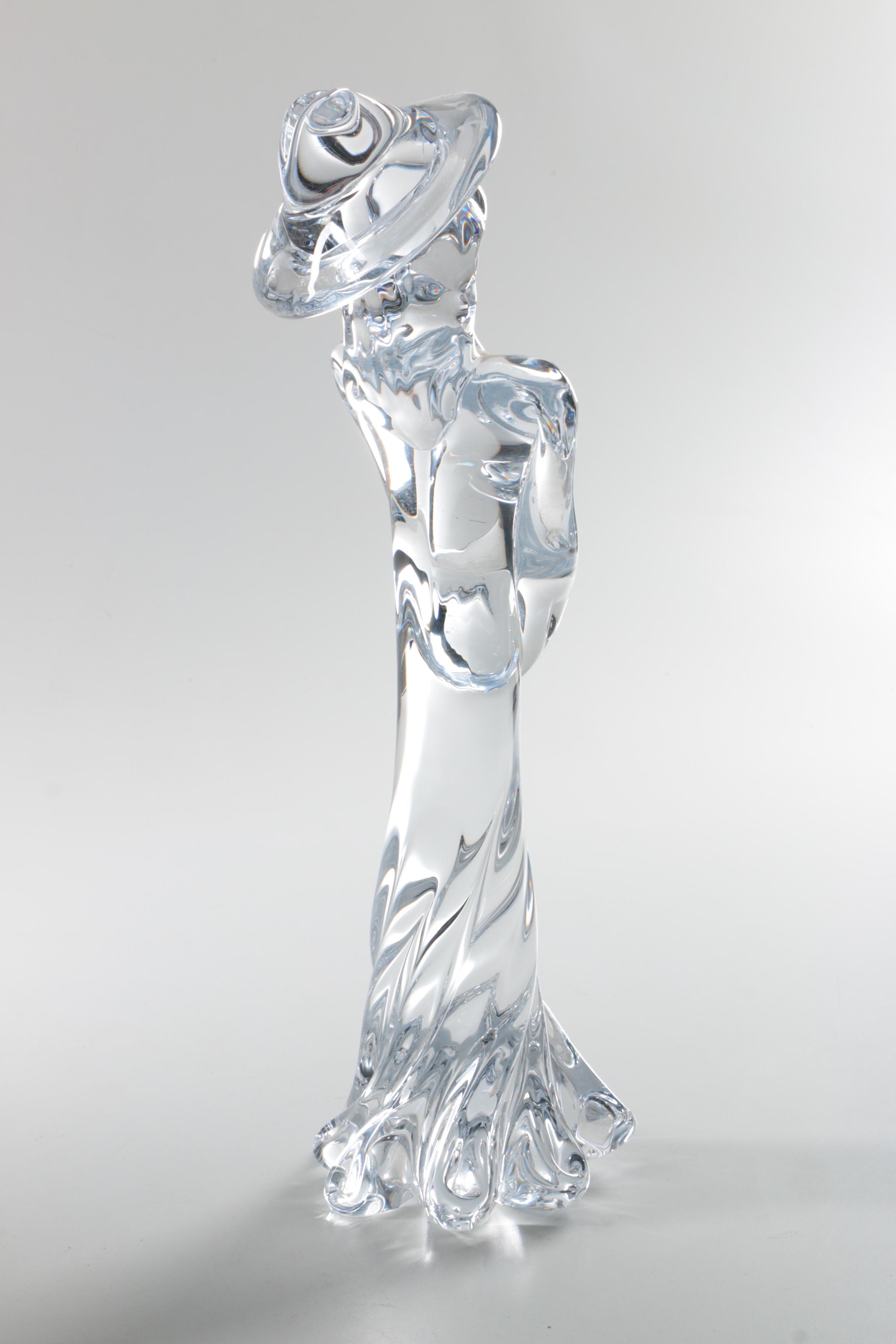 Artisan Signed Crystal Figurine of a Woman
