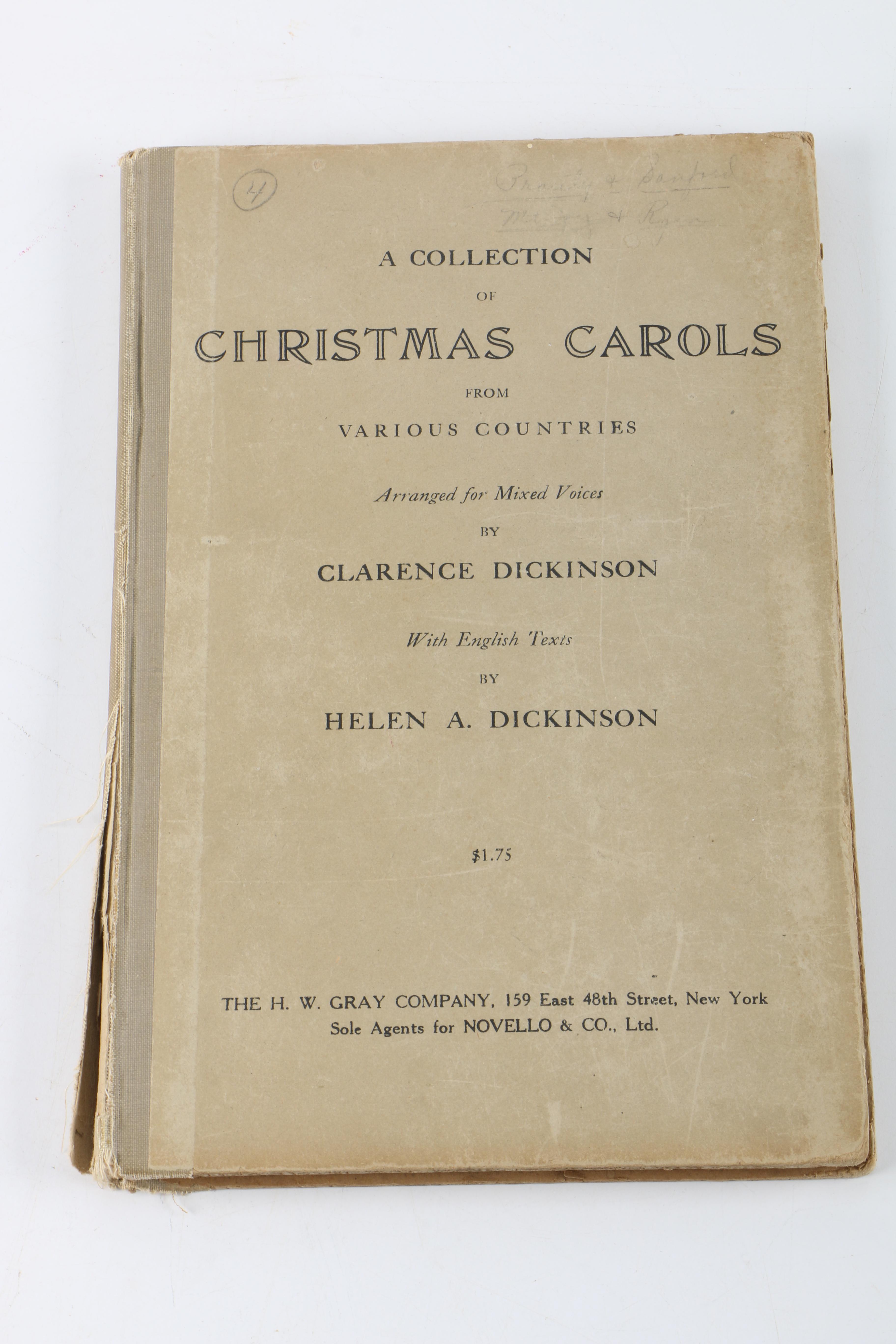 1859 "Sabbath Bell" and Circa 1920s "Christmas Carols" Music Books