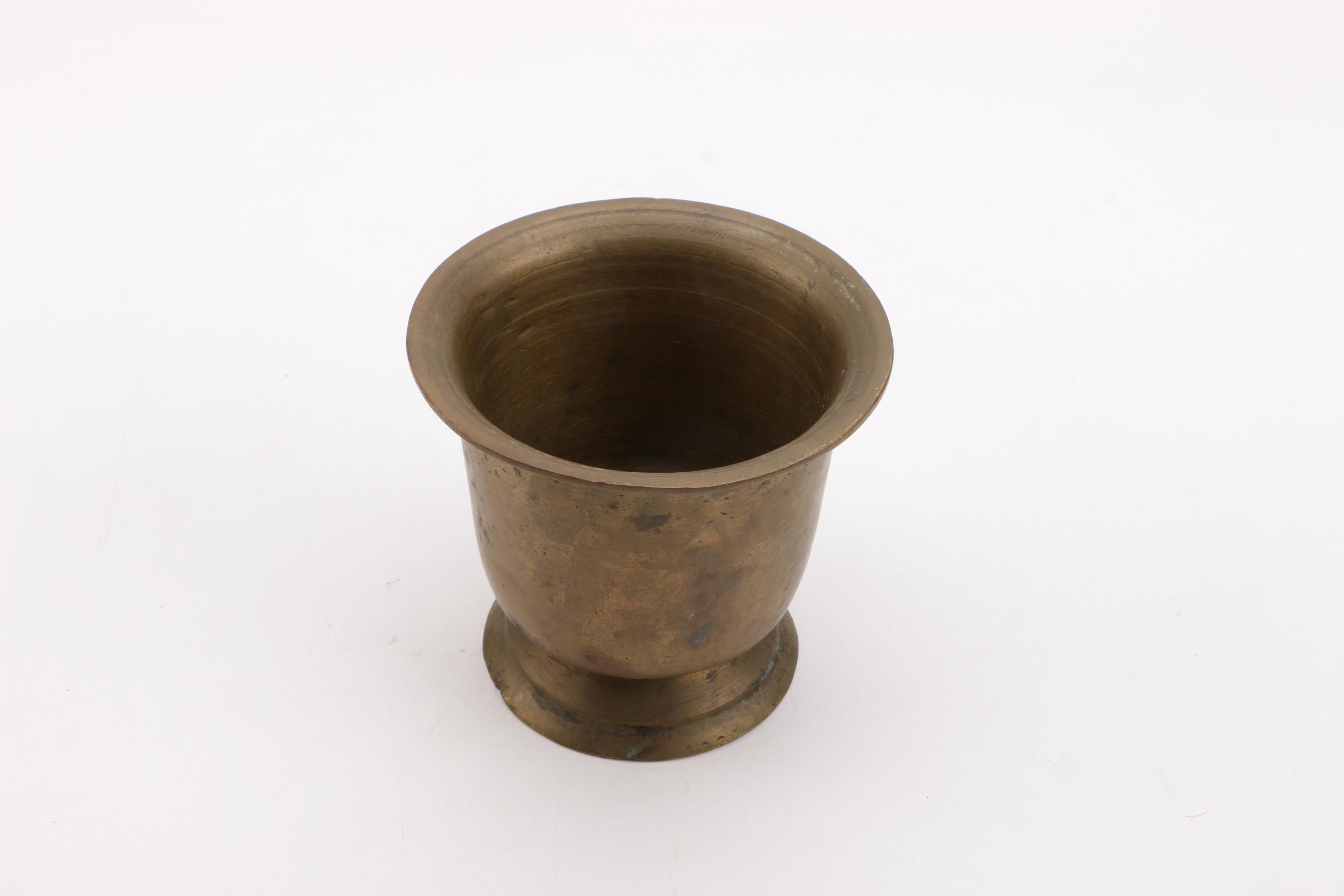 Brass Pedestal Bowl and Figural Handled Ash Receiver