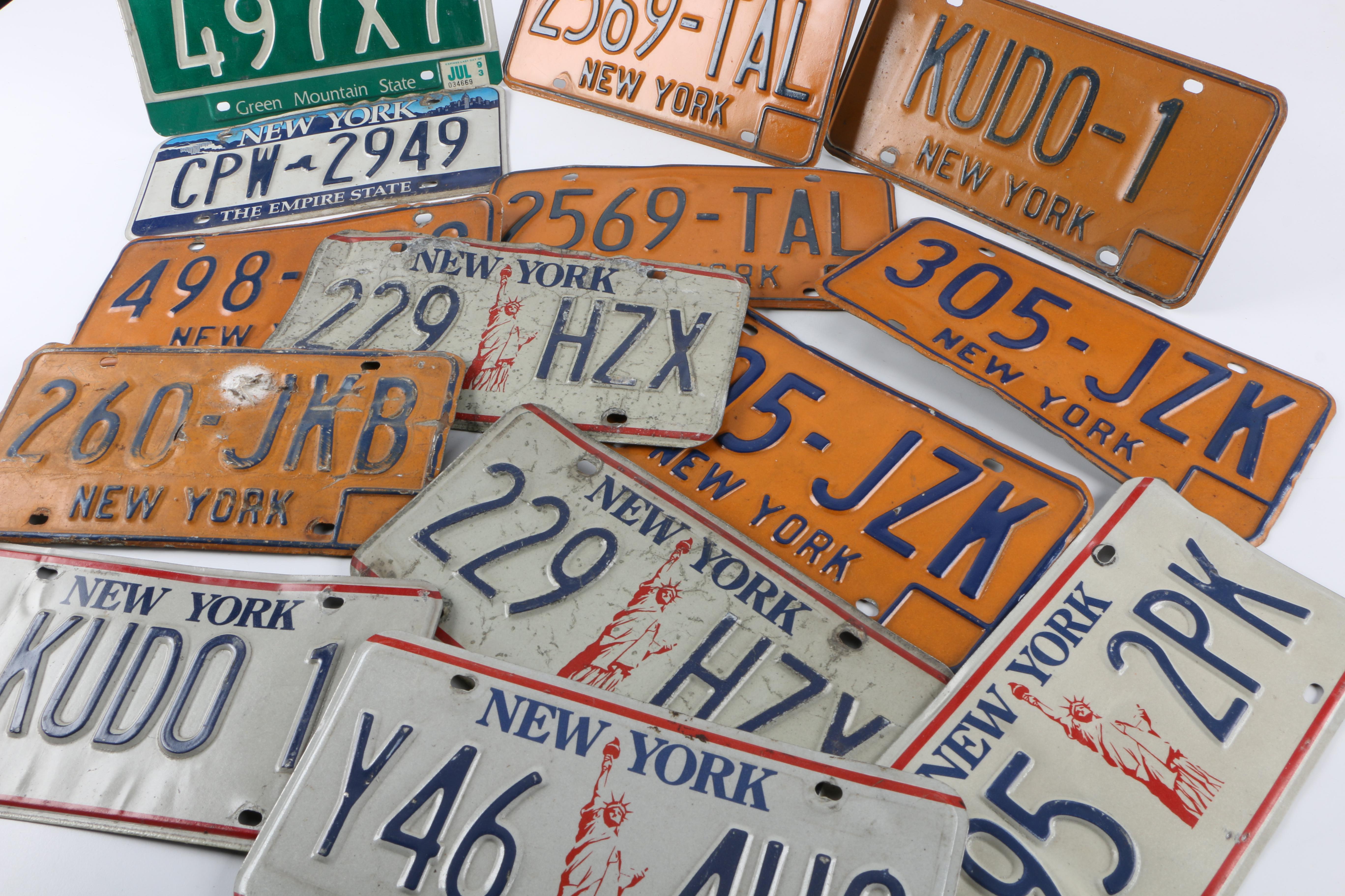 New York and Vermont Automobile License Plates