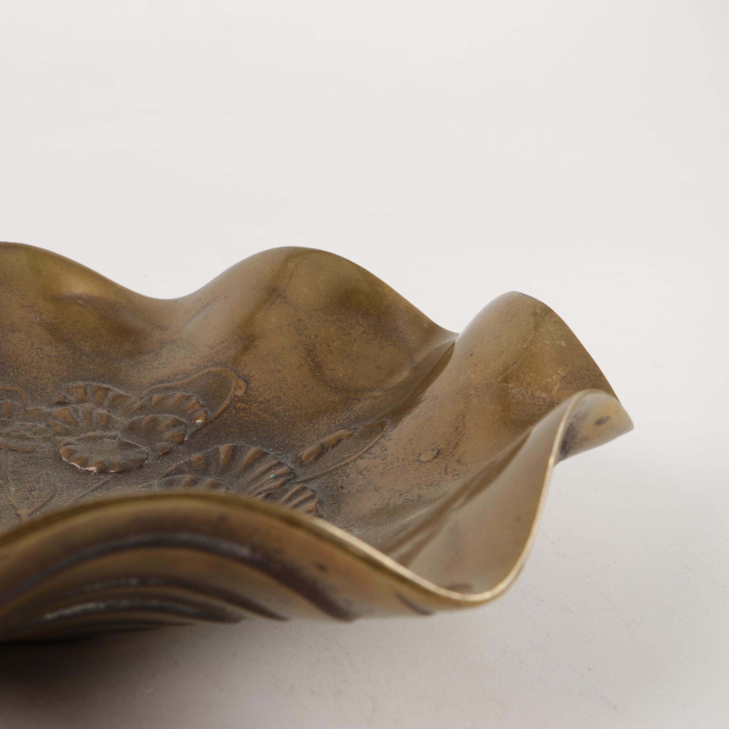 Decorative Brass Bowl and Cast Iron Figurine