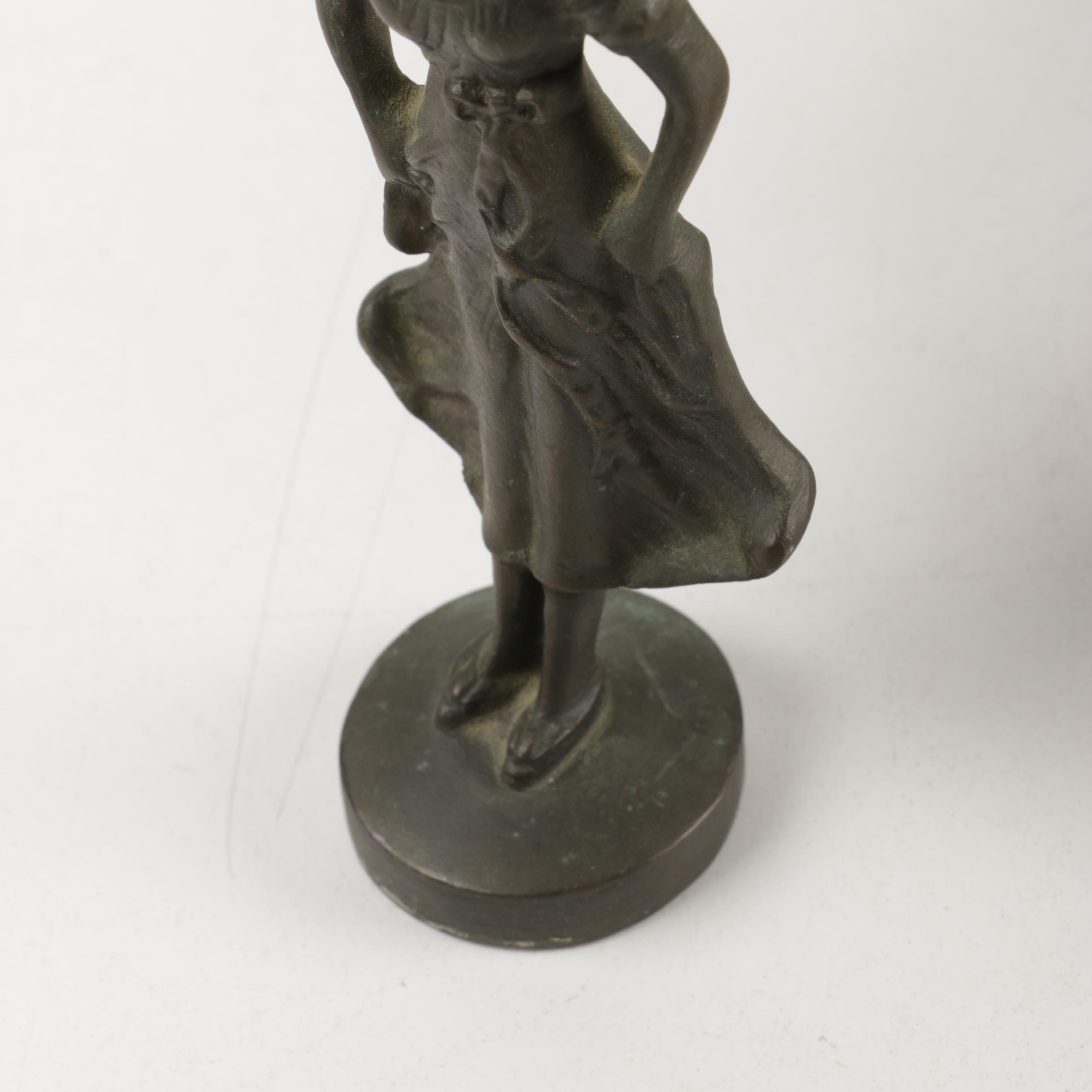 Decorative Brass Bowl and Cast Iron Figurine