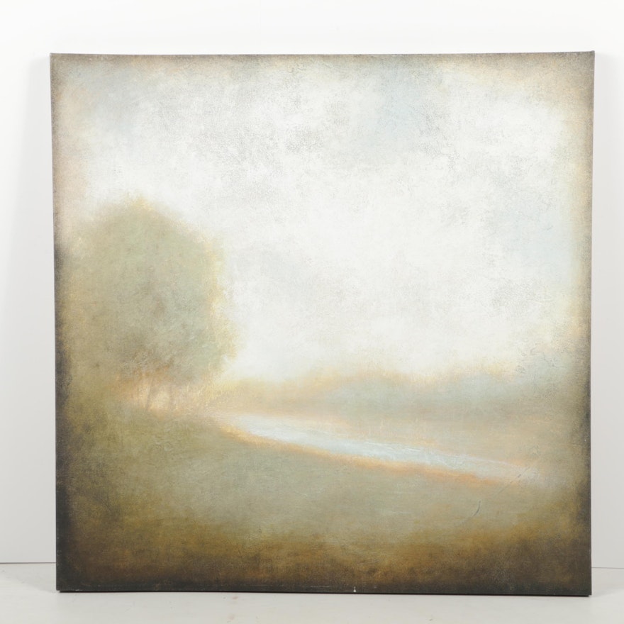 Giclee on Canvas Print After a Hazy Landscape Painting