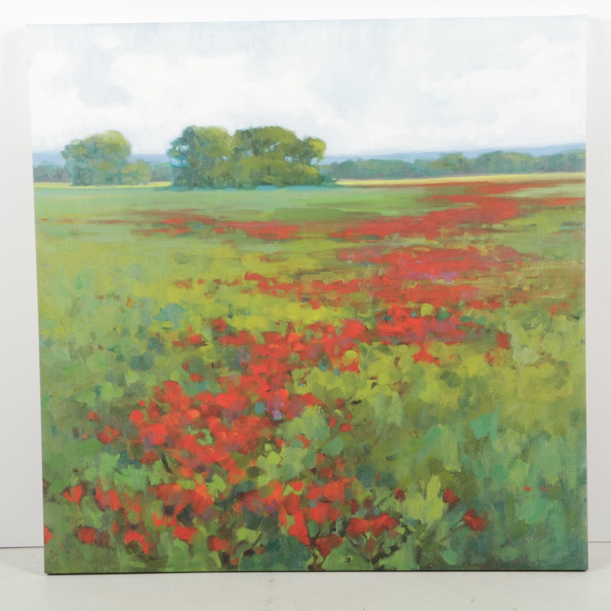 Giclee on Canvas After "Red Poppies I" by Kim Coulter