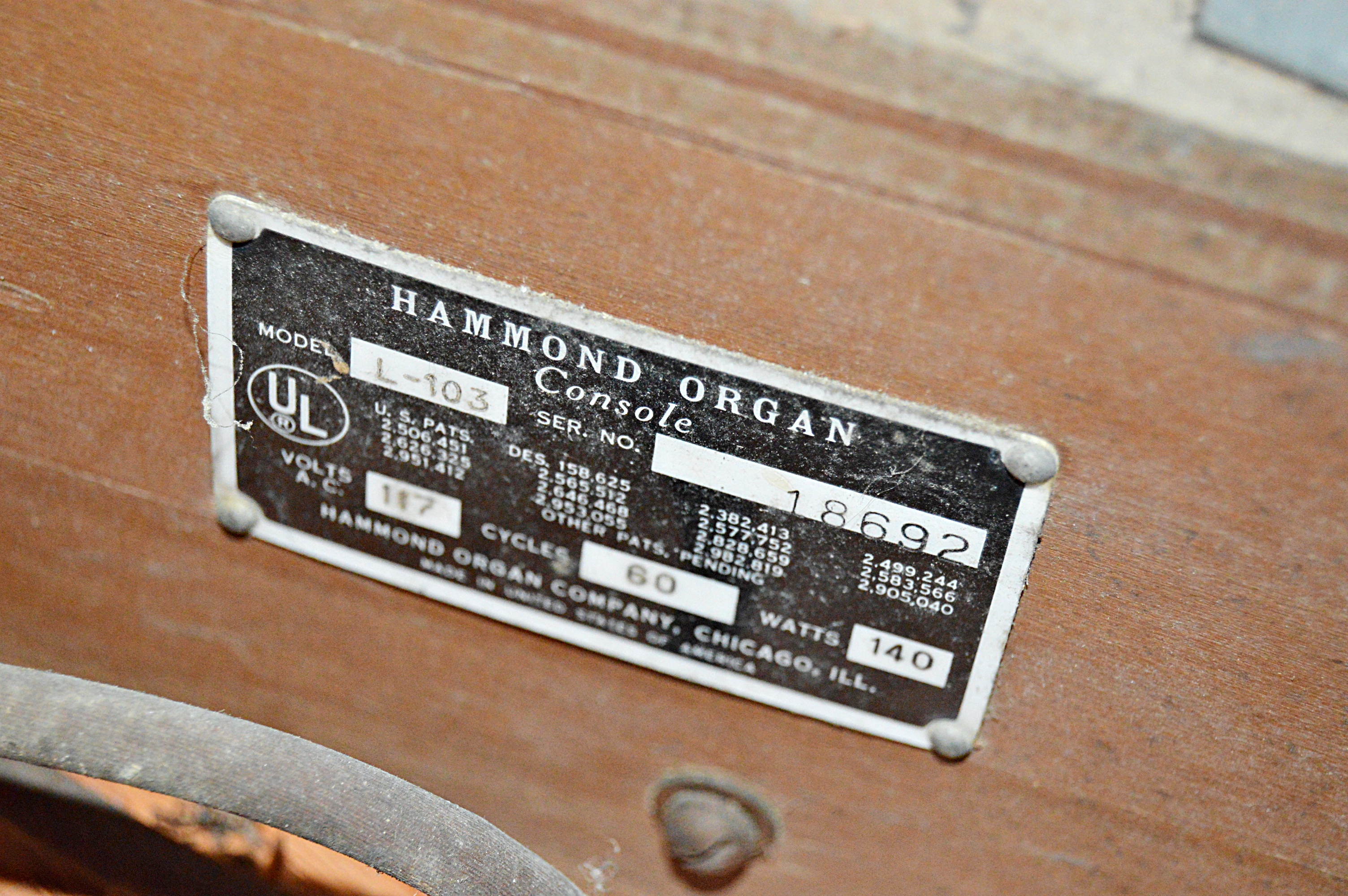 Hammond Console Organ and Bench