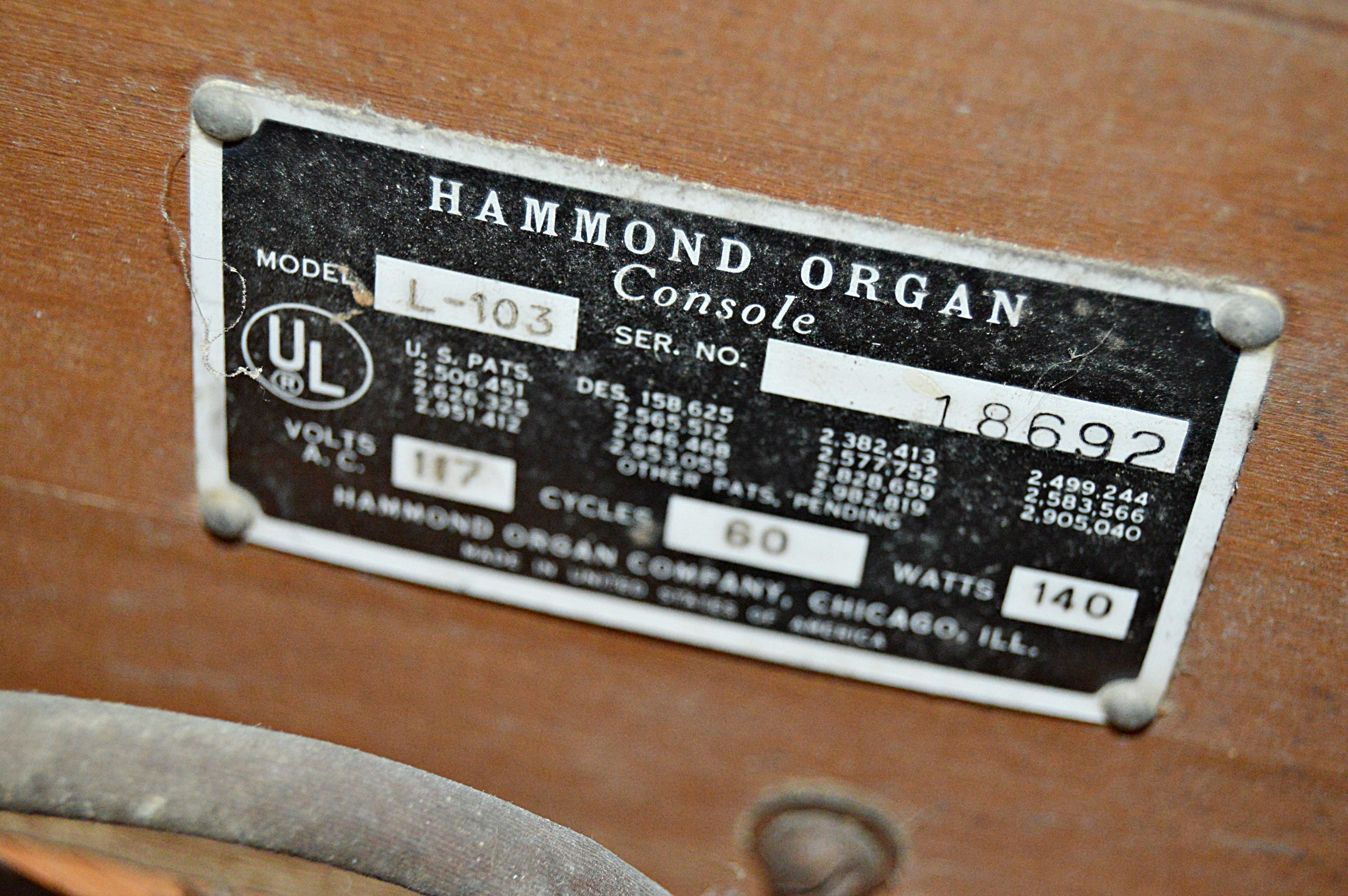 Hammond Console Organ and Bench