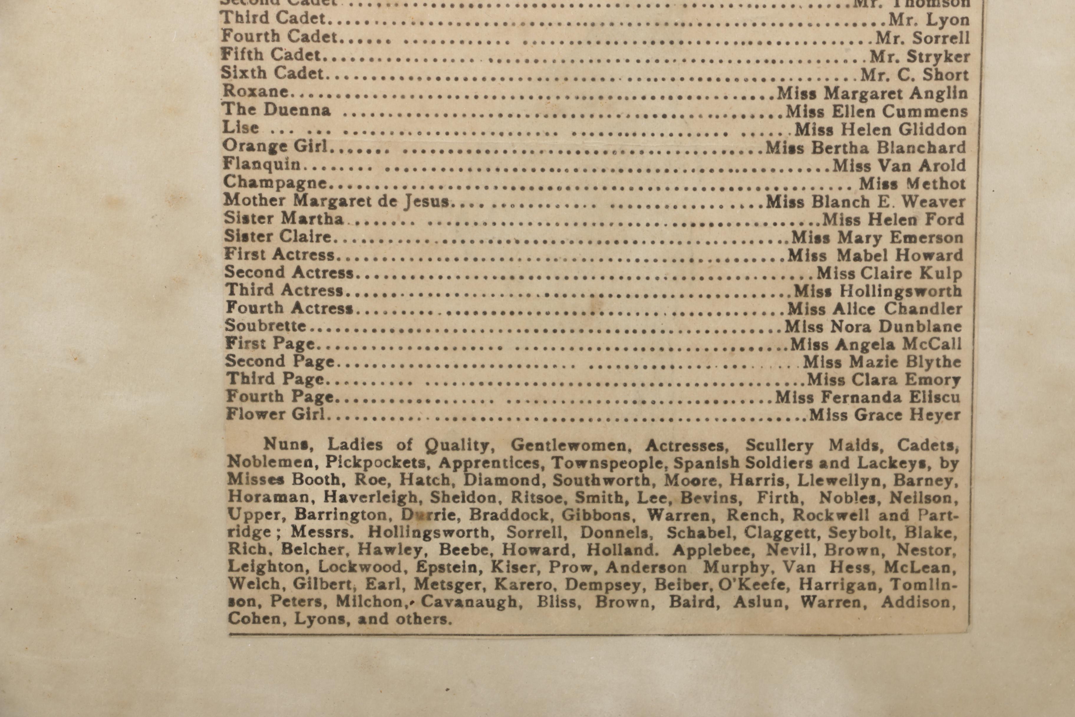 Antique Framed New York Stage Flyers