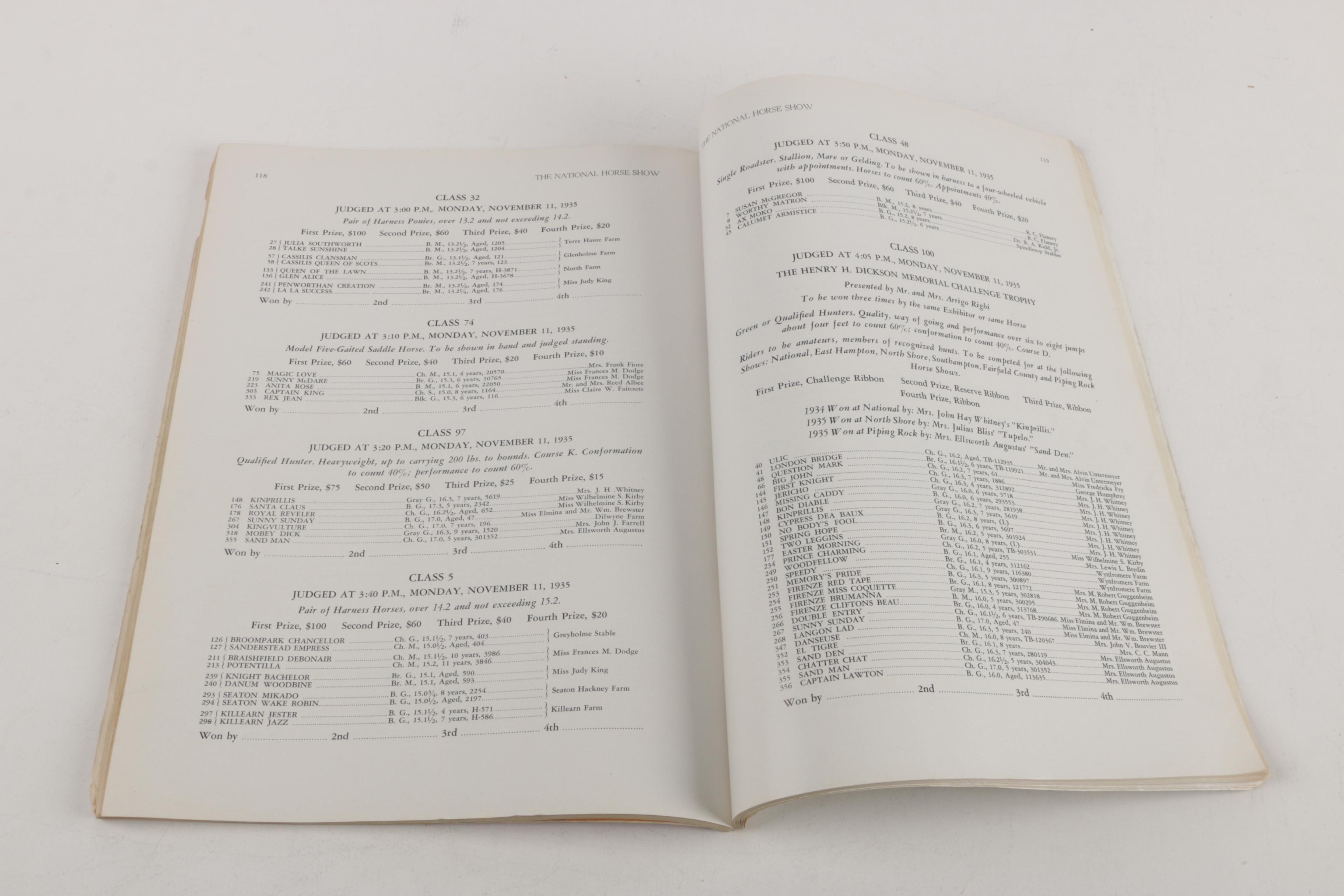 1935 Catalog from the 52nd National Horse Show