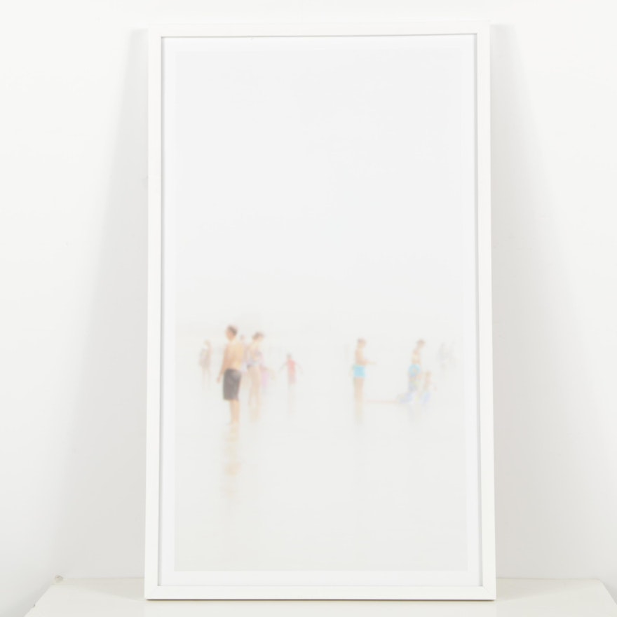 Giclee Print on Paper After Photograph of People on Beach