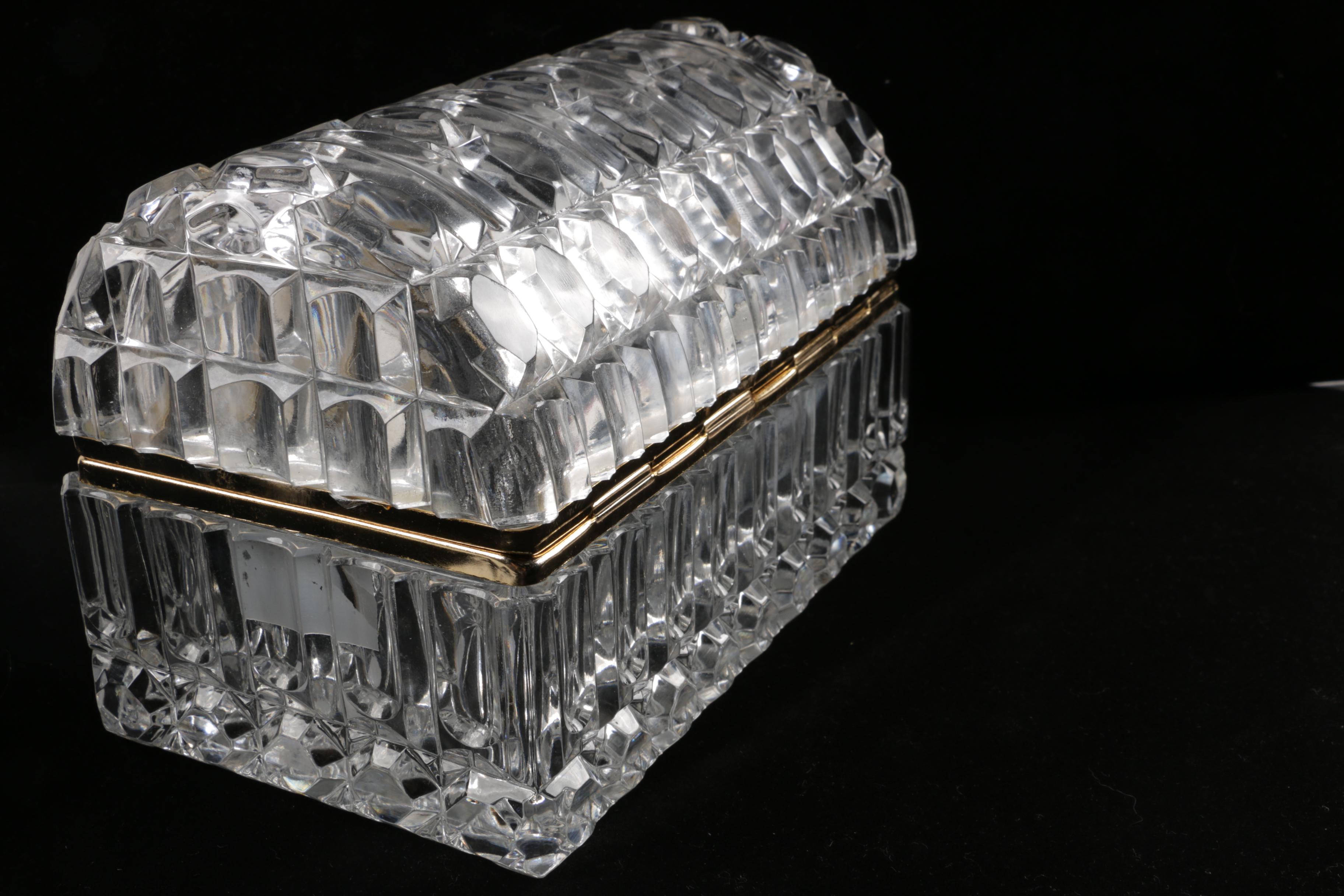 Gold Trimmed Crystal Trinket Chest