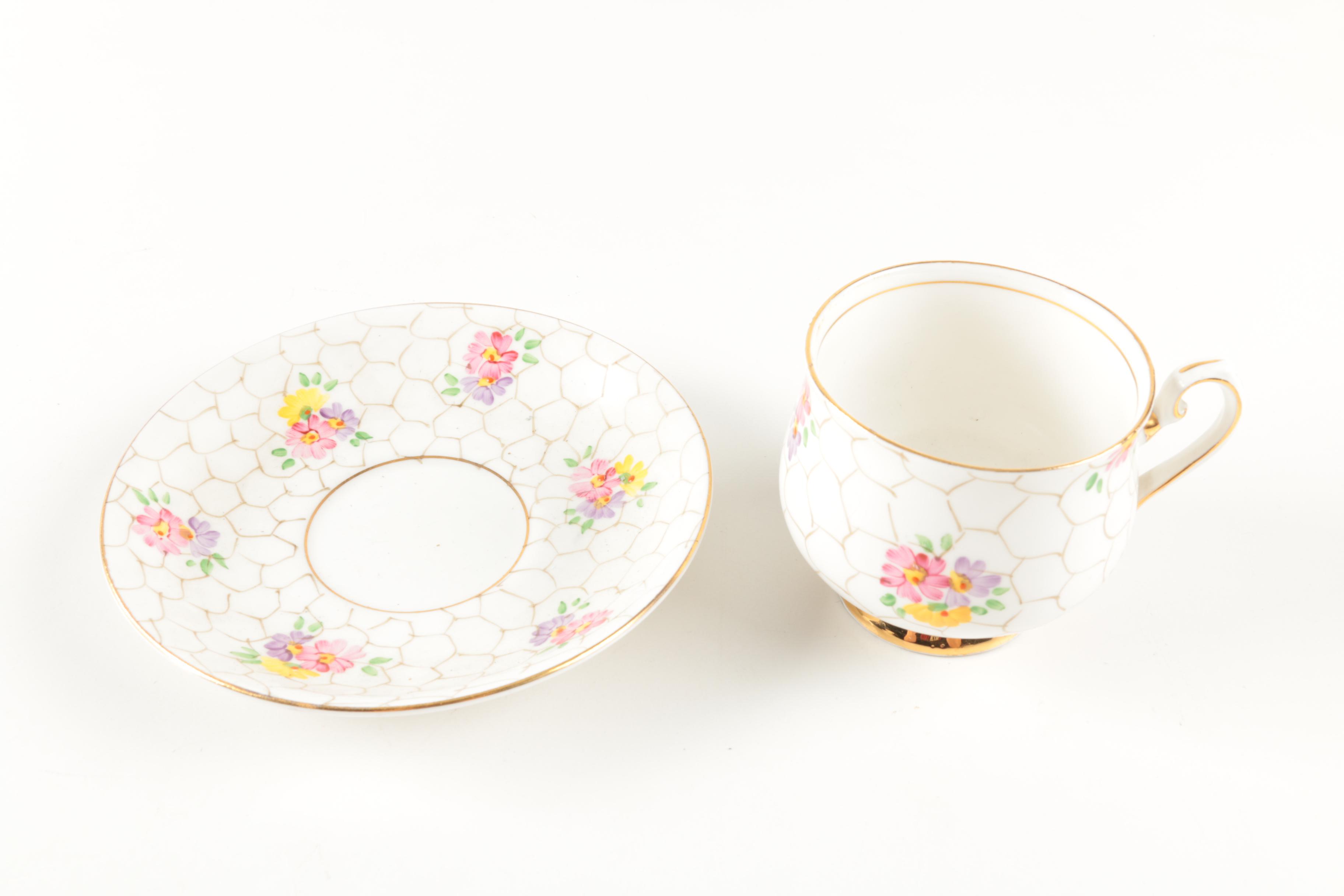 China Teacups and Vase including Lefton and Royal Albert