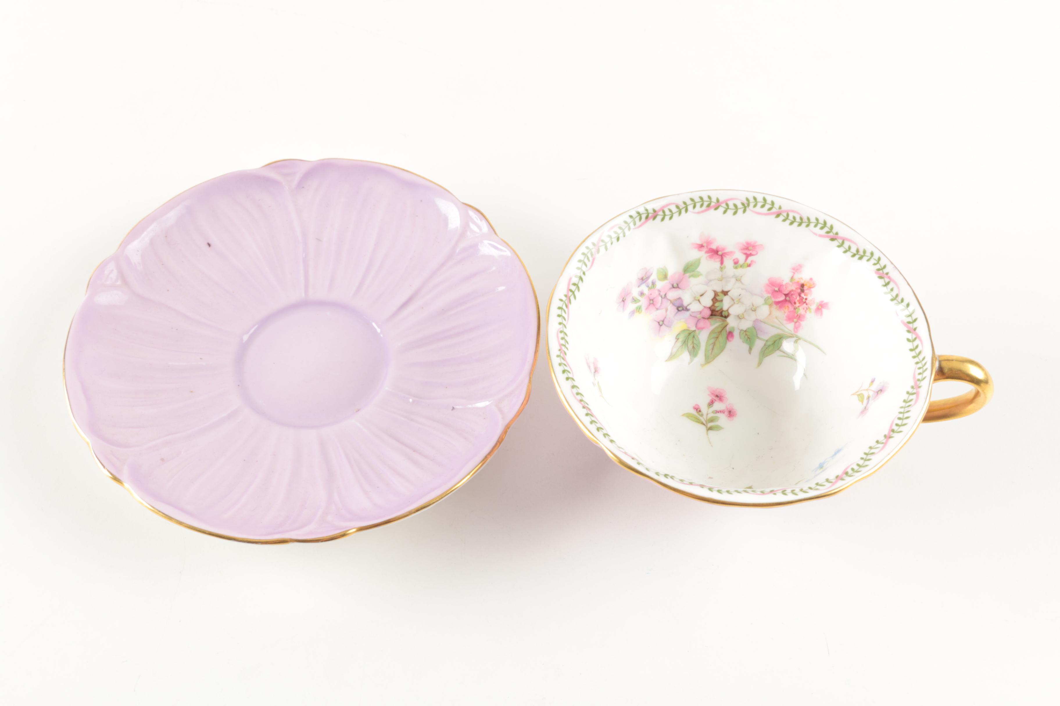 China Teacups and Vase including Lefton and Royal Albert