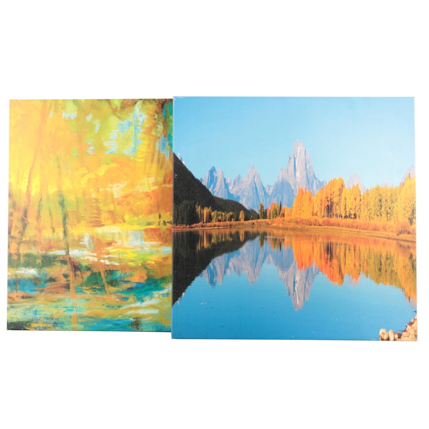 Giclees on Canvas of a Landscape and Abstract Scene