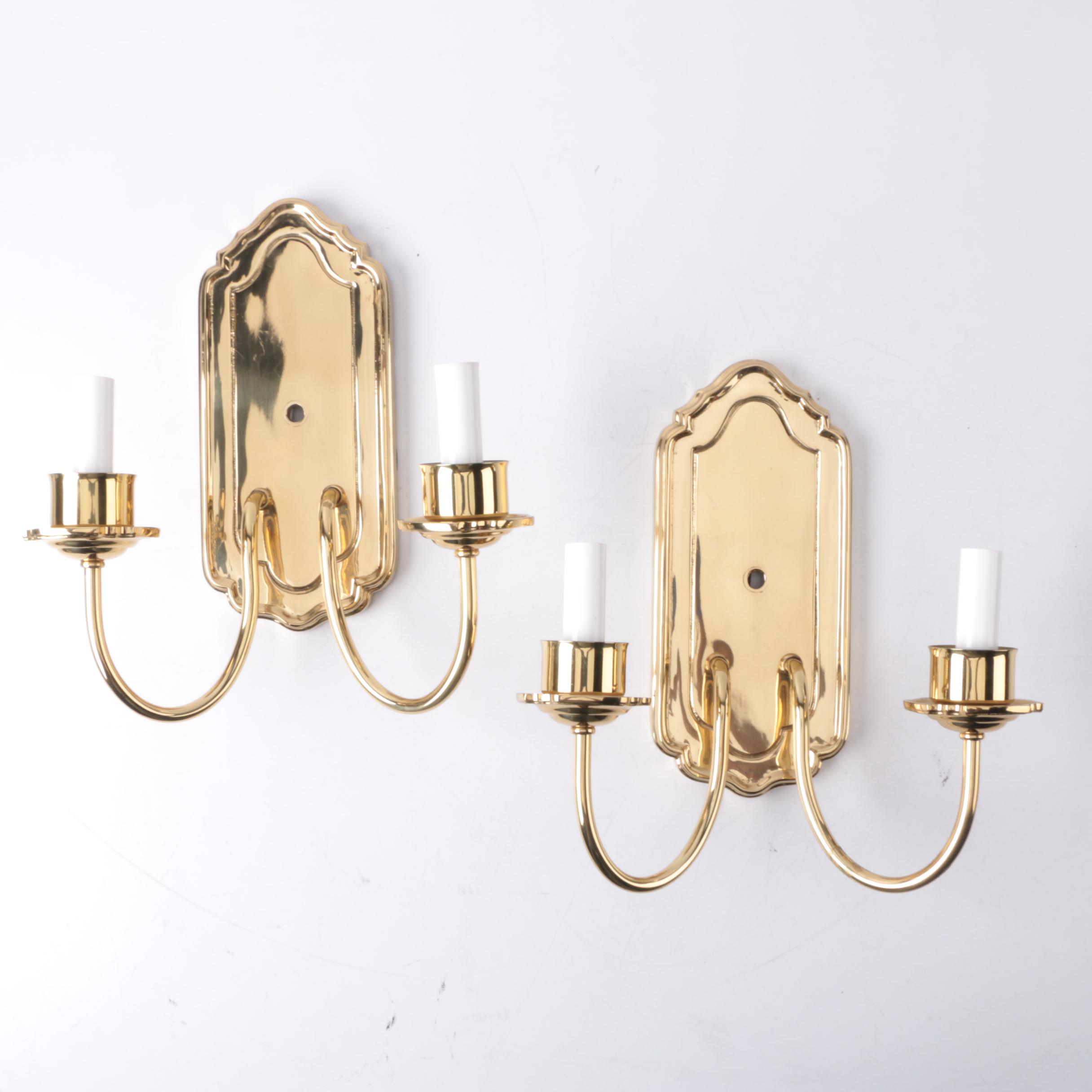 Gold-Tone Candelabra Wall Lights