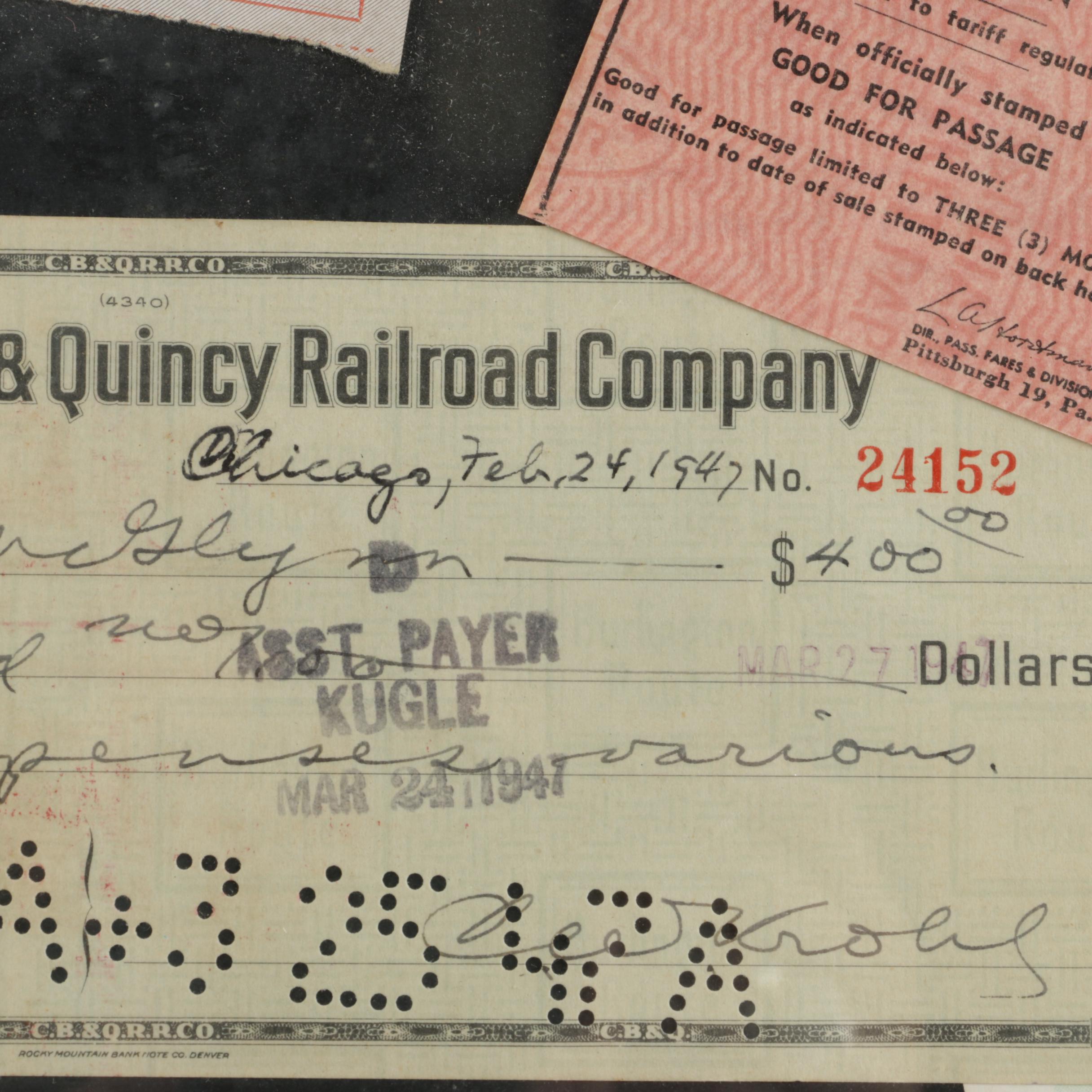 Framed Vintage Railroad Memorabilia