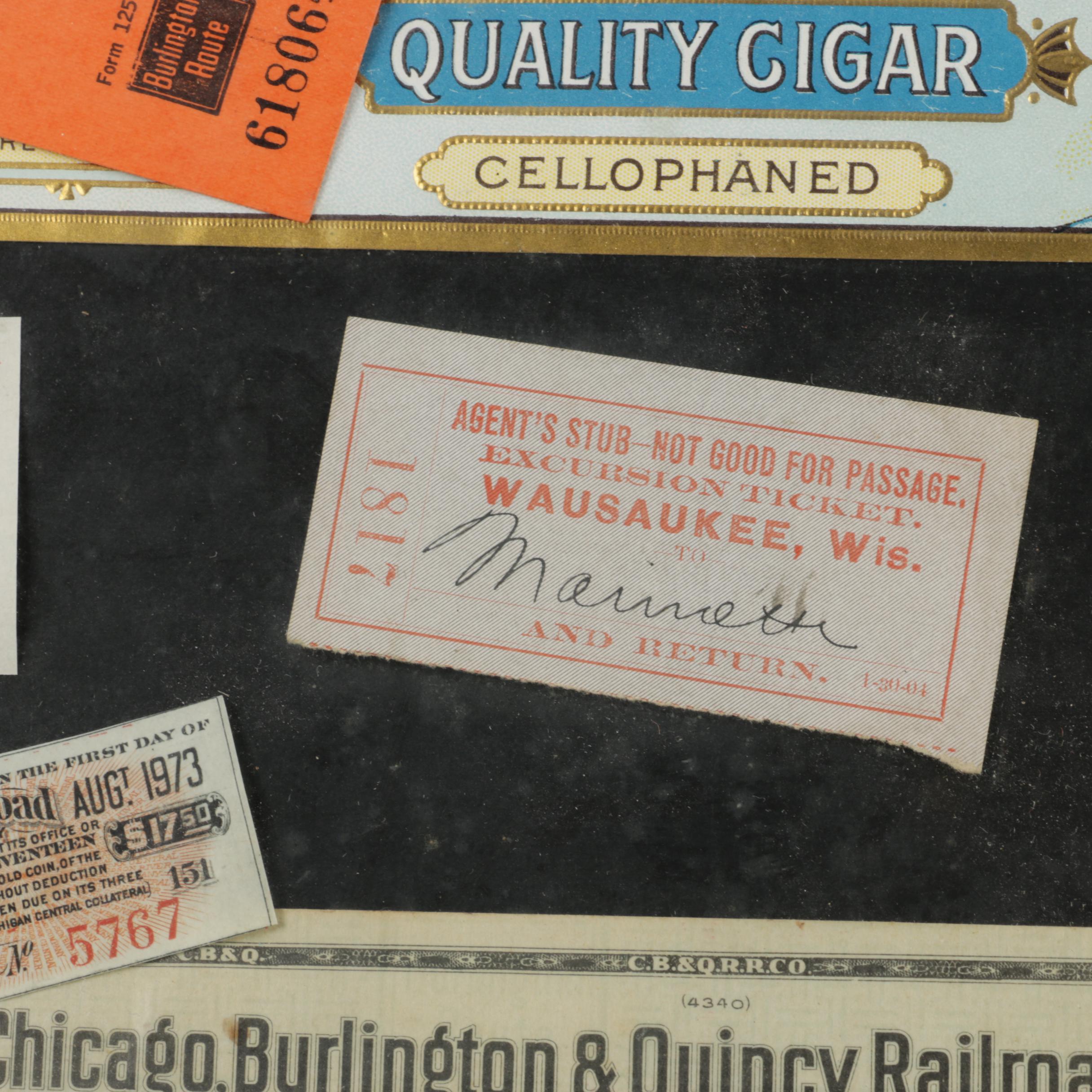 Framed Vintage Railroad Memorabilia