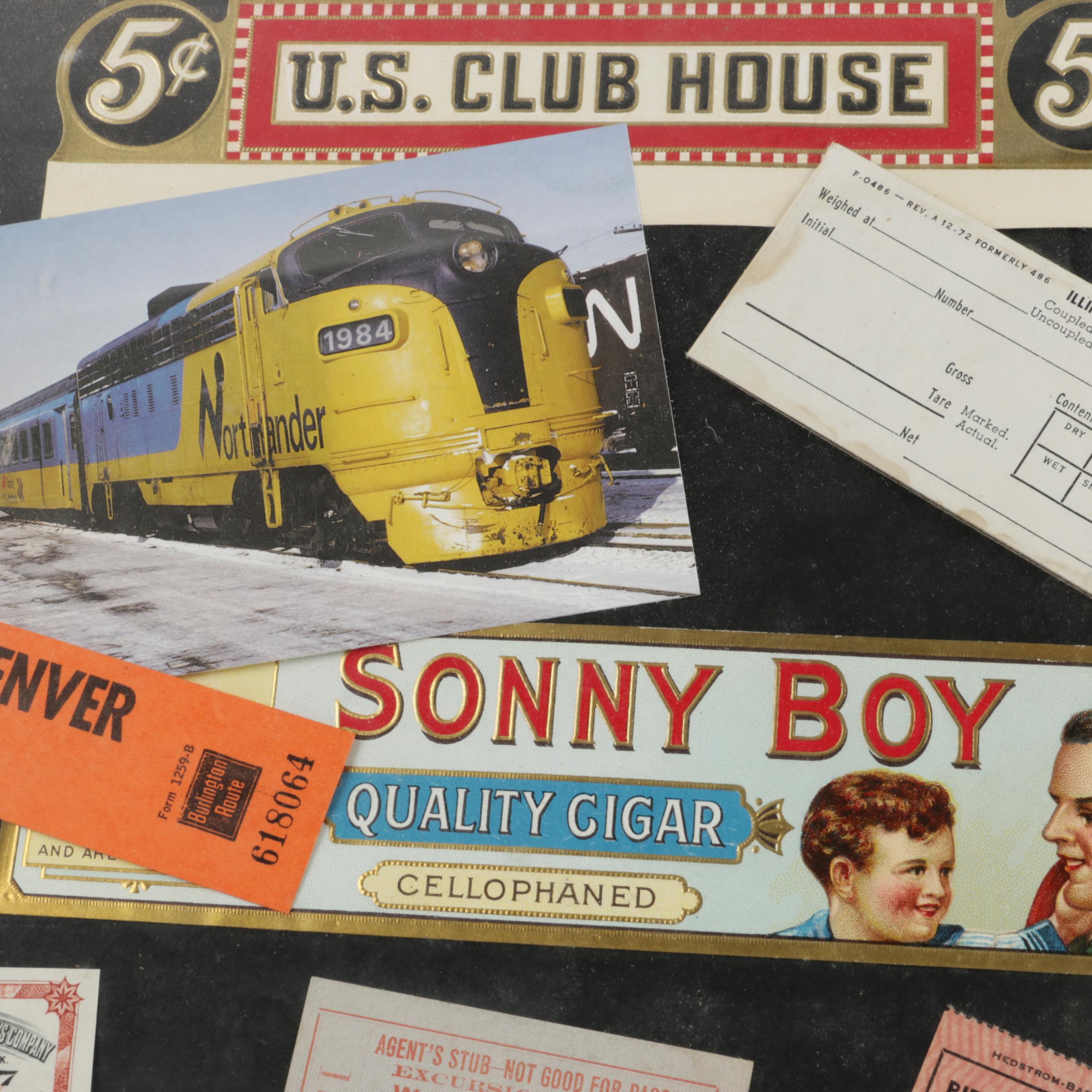 Framed Vintage Railroad Memorabilia