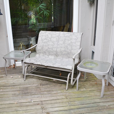 Carter Grandle "Avalon" Patio Glider and Two Side Tables