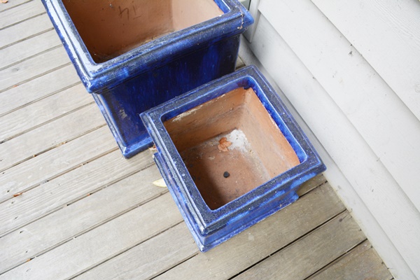 Blue Glazed Square Terra-cotta Planters