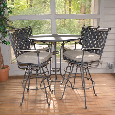 Pub Style Iron Table and Swivel Chairs