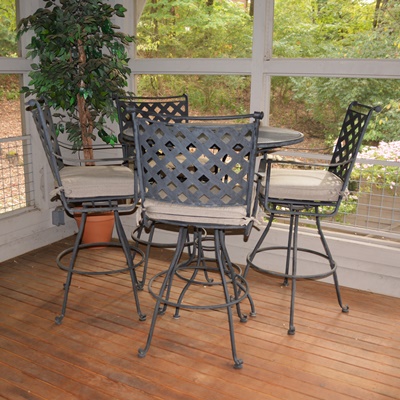 Pub Style Iron Table and Swivel Chairs