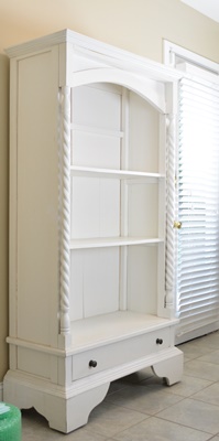 Vintage White Painted Open Cabinet