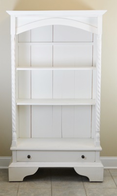 Vintage White Painted Open Cabinet