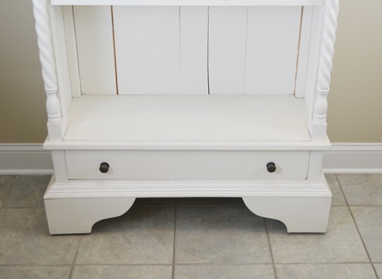 Vintage White Painted Open Cabinet