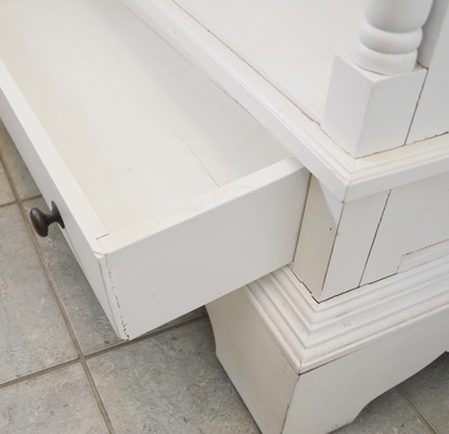 Vintage White Painted Open Cabinet