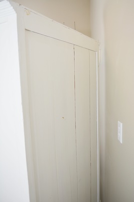 Vintage White Painted Open Cabinet