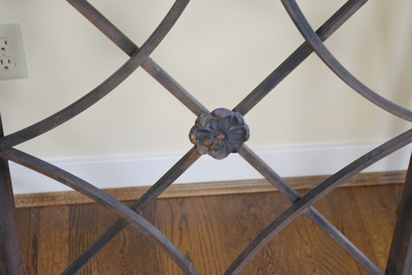 Granite Top Iron Demilune Entry Table