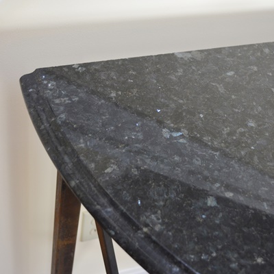 Granite Top Iron Demilune Entry Table
