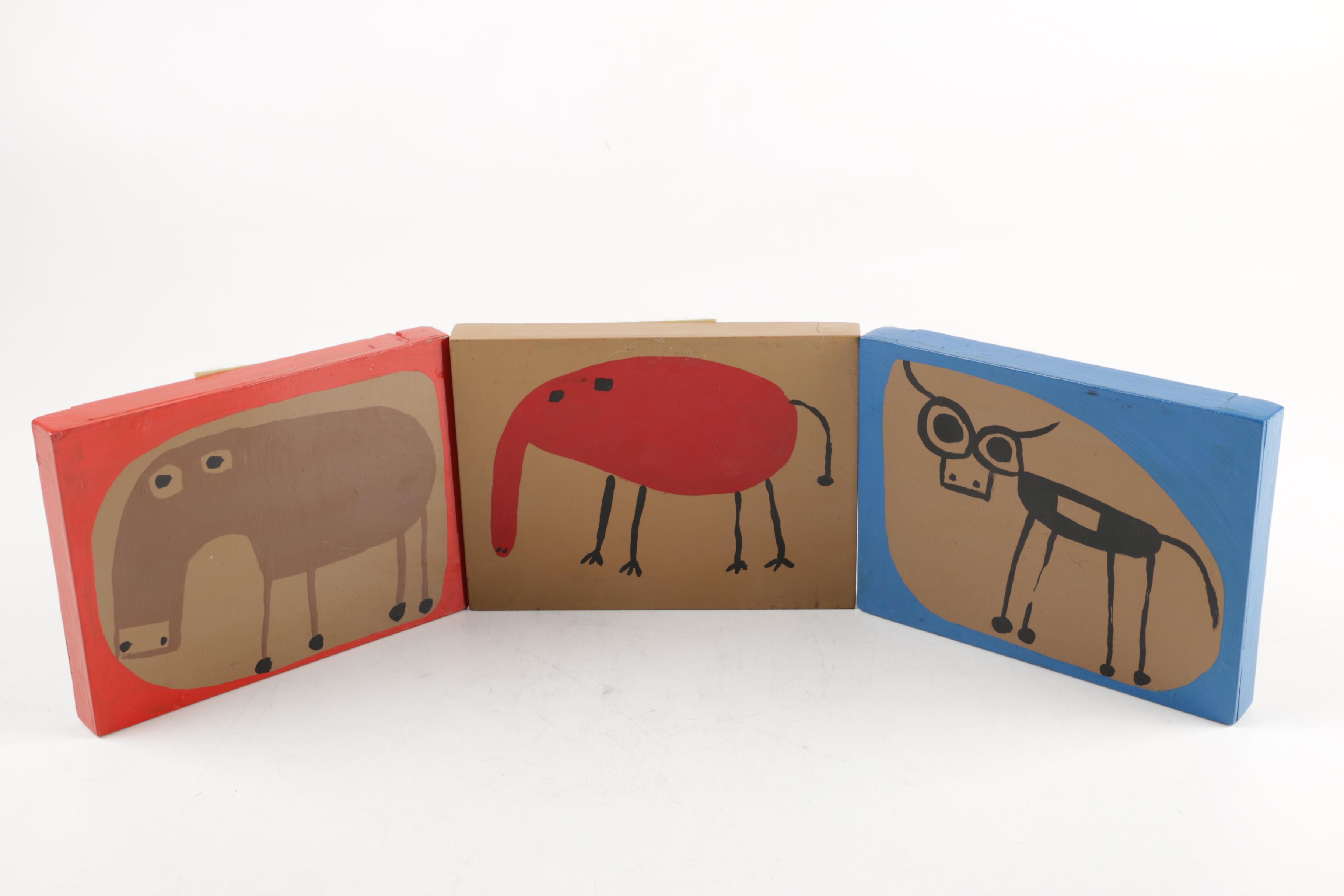 Paintings of Abstract Animals on Board