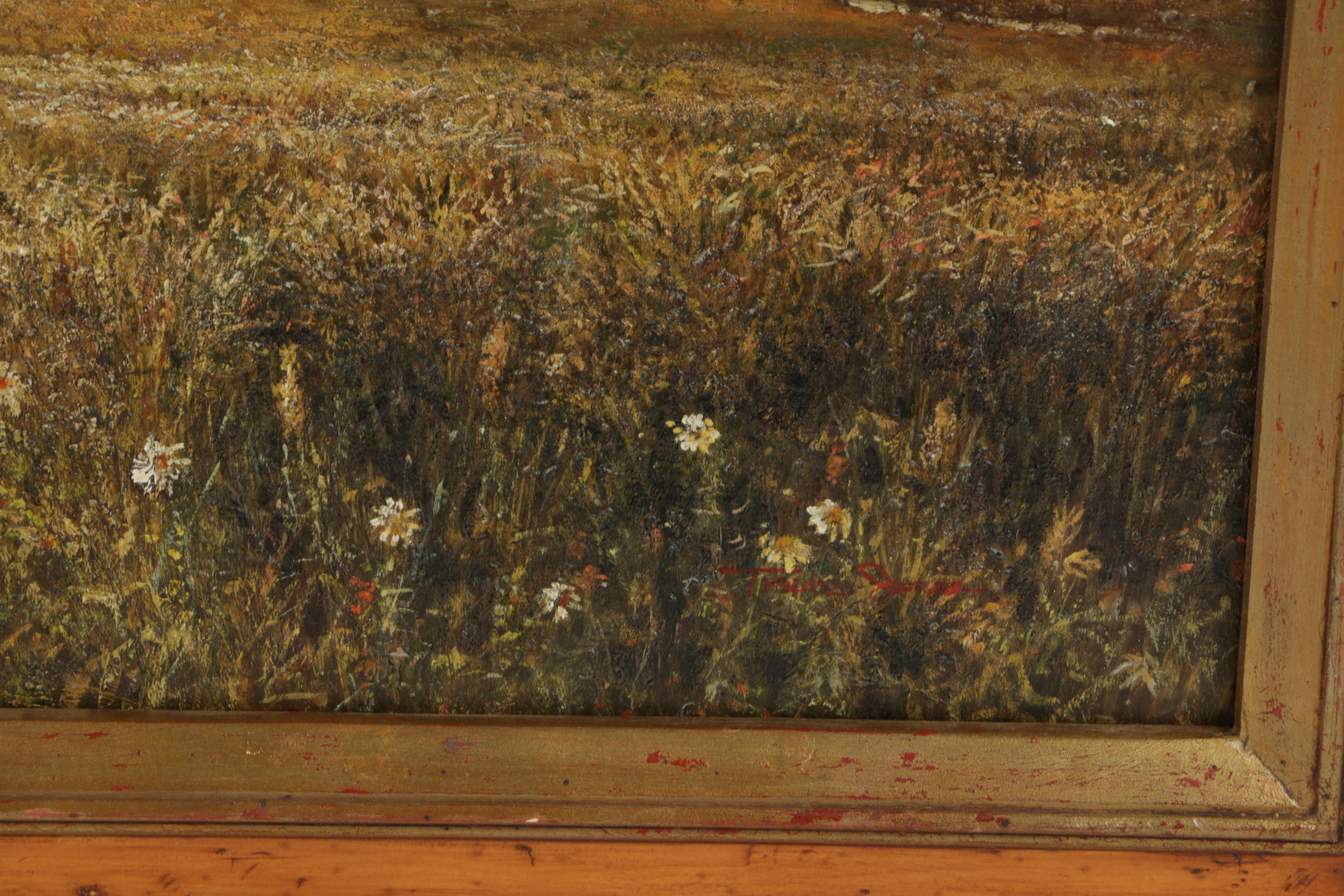 Trevor James Oil Painting on Canvas of Harvest Landscape