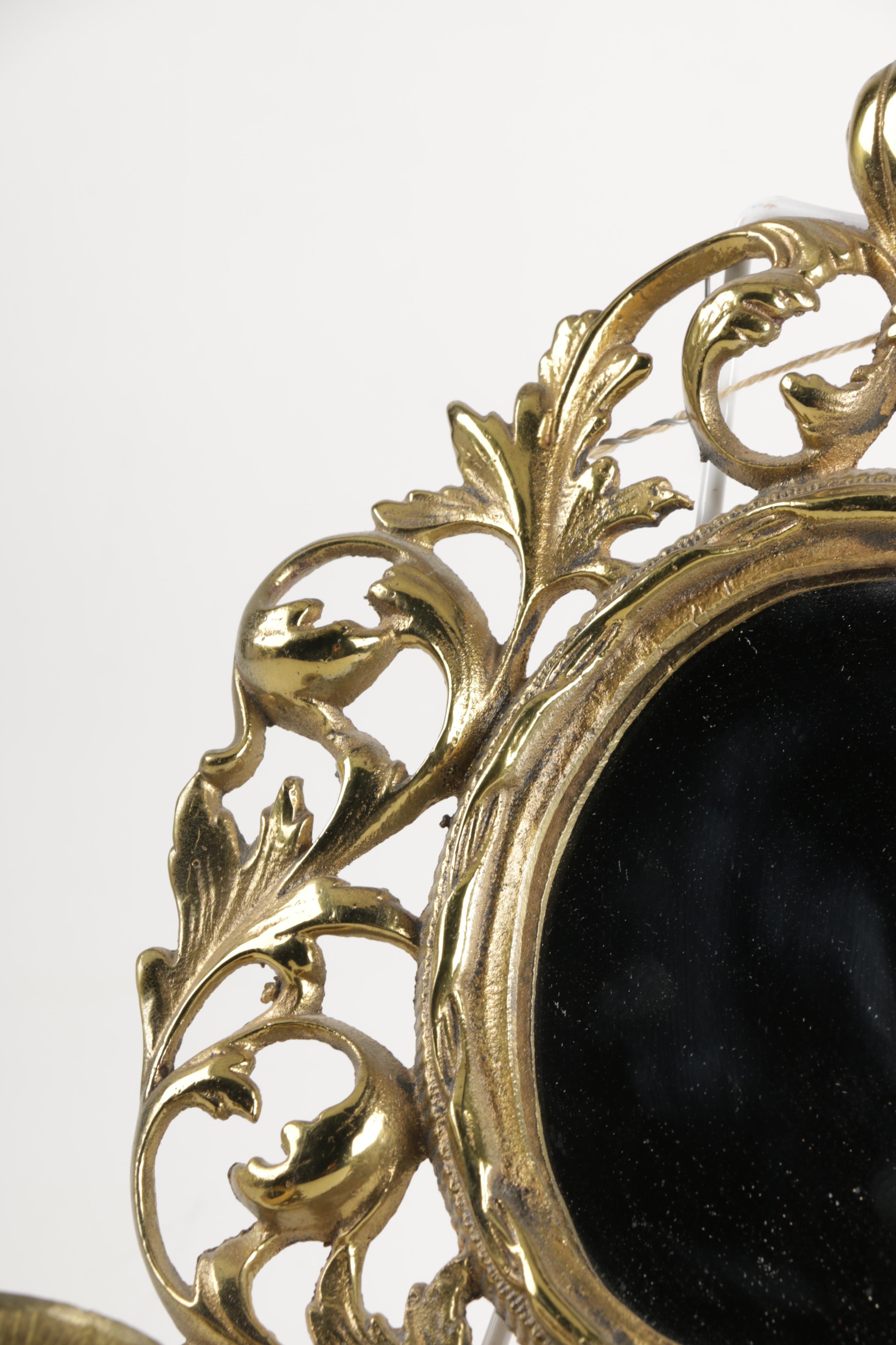 Brass Wall Mirror with Candle Holders