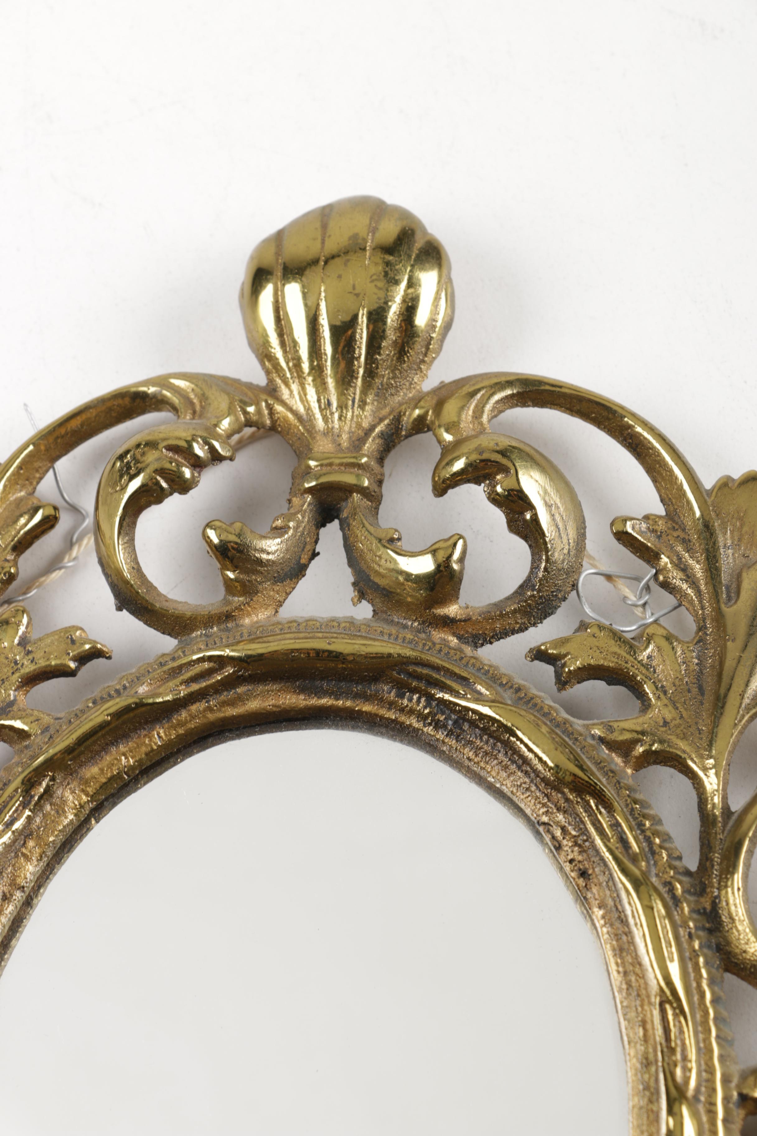 Brass Wall Mirror with Candle Holders