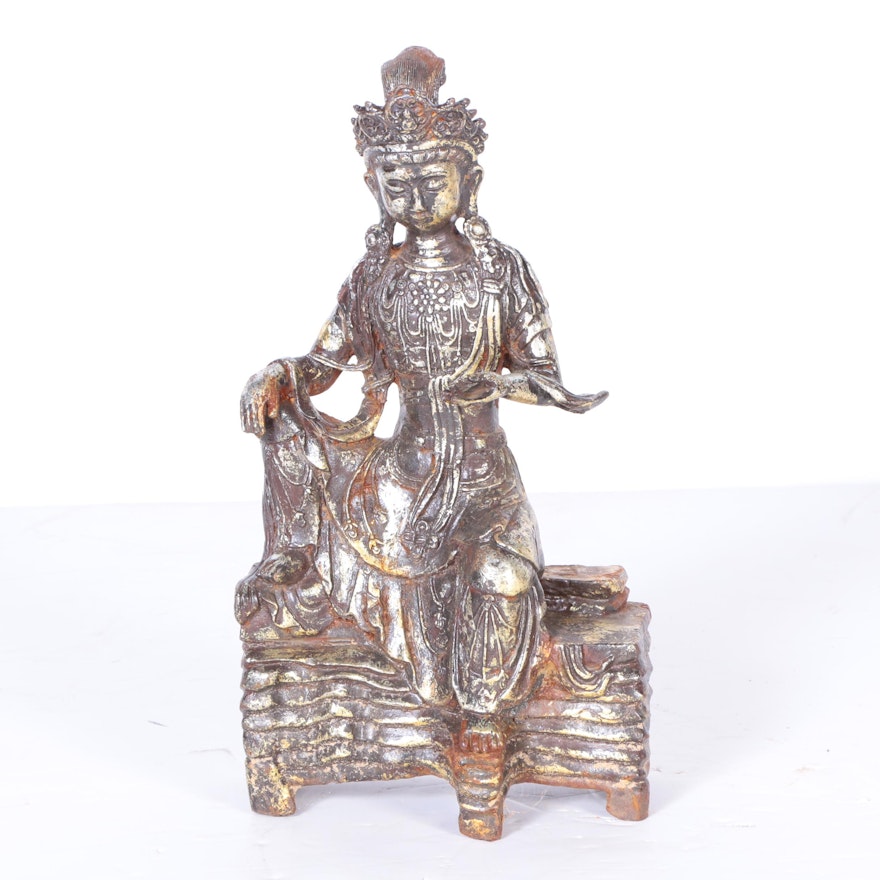 Southeast Asian Cast Iron Bodhisattva Sculpture