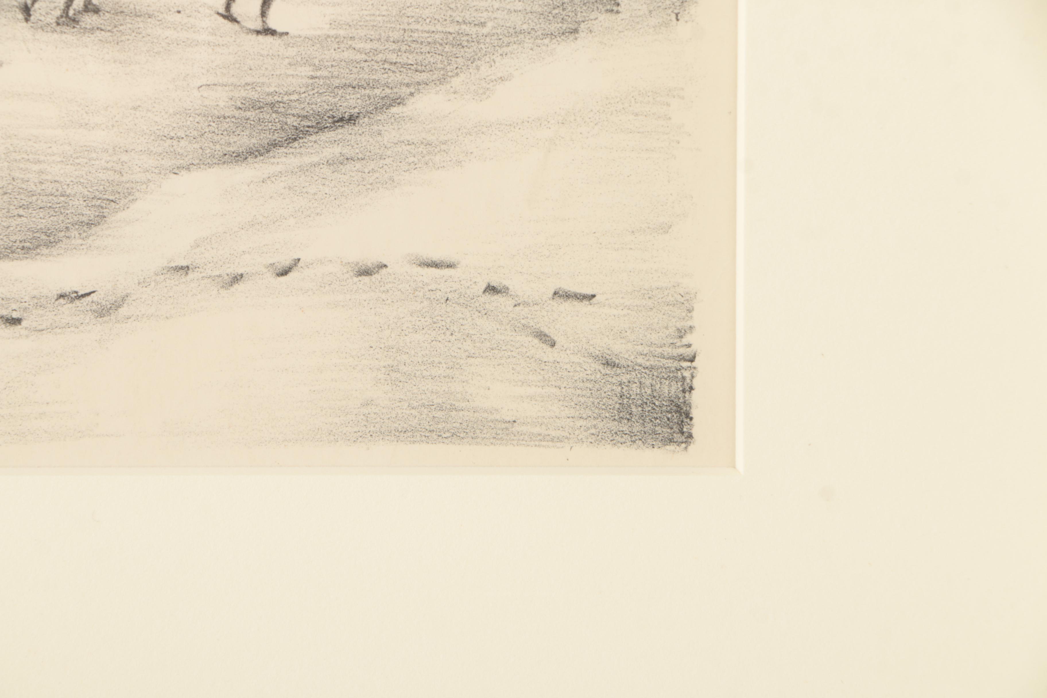 Arthur Helwig Lithograph on Paper "Unititled (Skating Scene)"