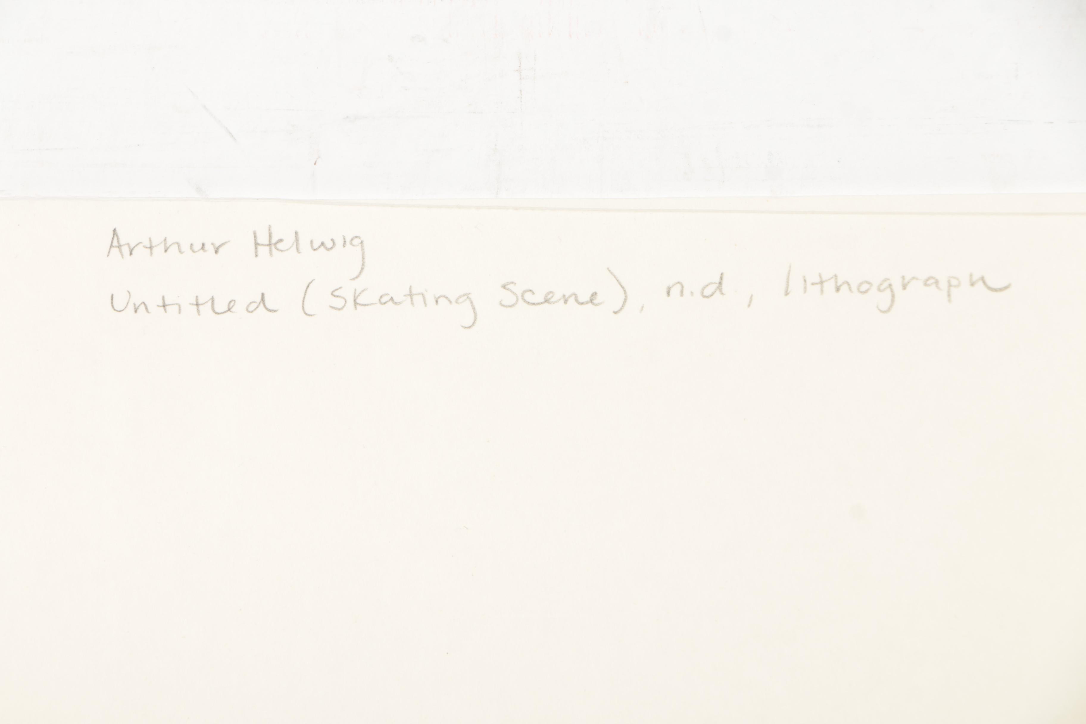 Arthur Helwig Lithograph on Paper "Unititled (Skating Scene)"