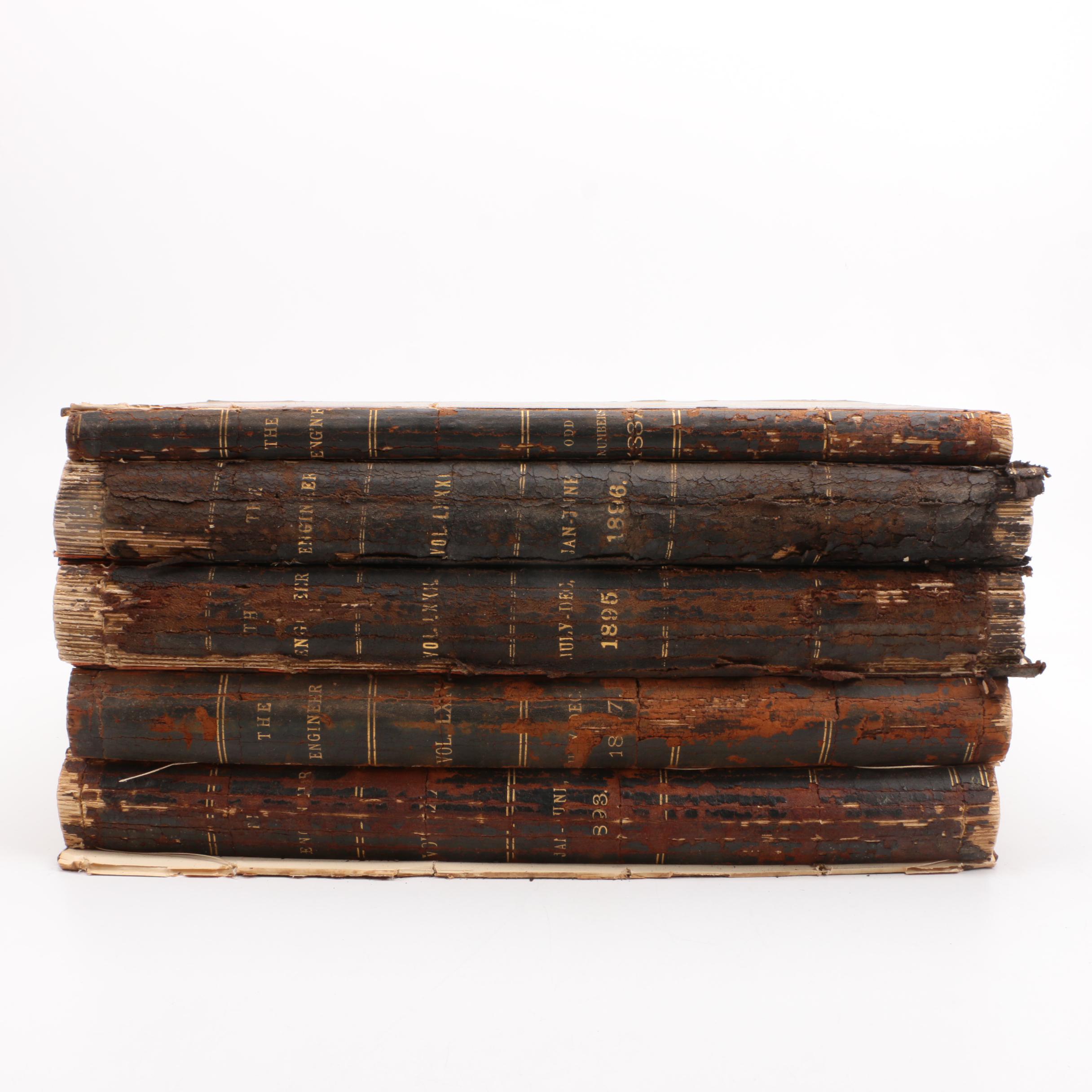 Late 19th Century Five Volumes of "The Engineer" Periodical