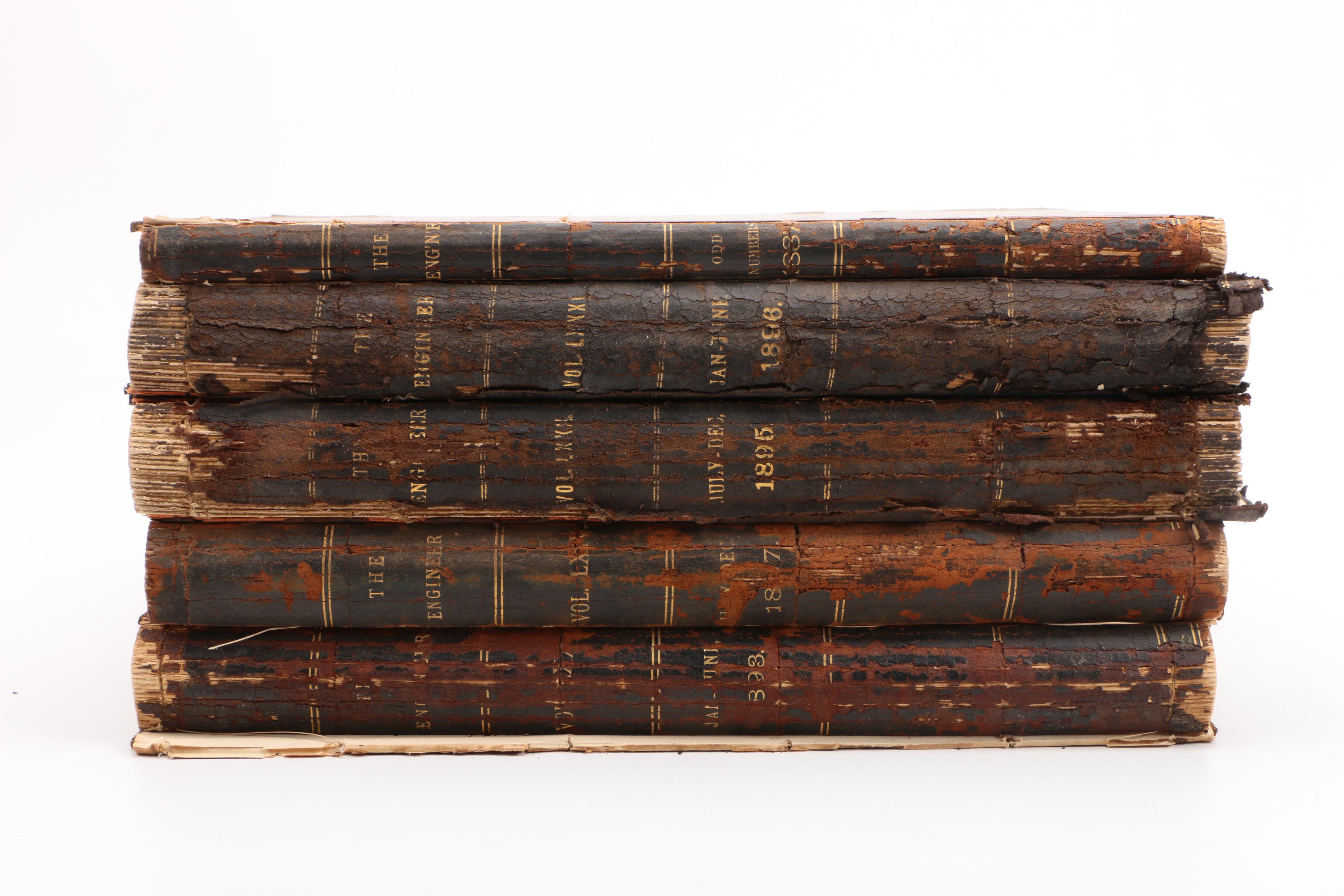 Late 19th Century Five Volumes of "The Engineer" Periodical