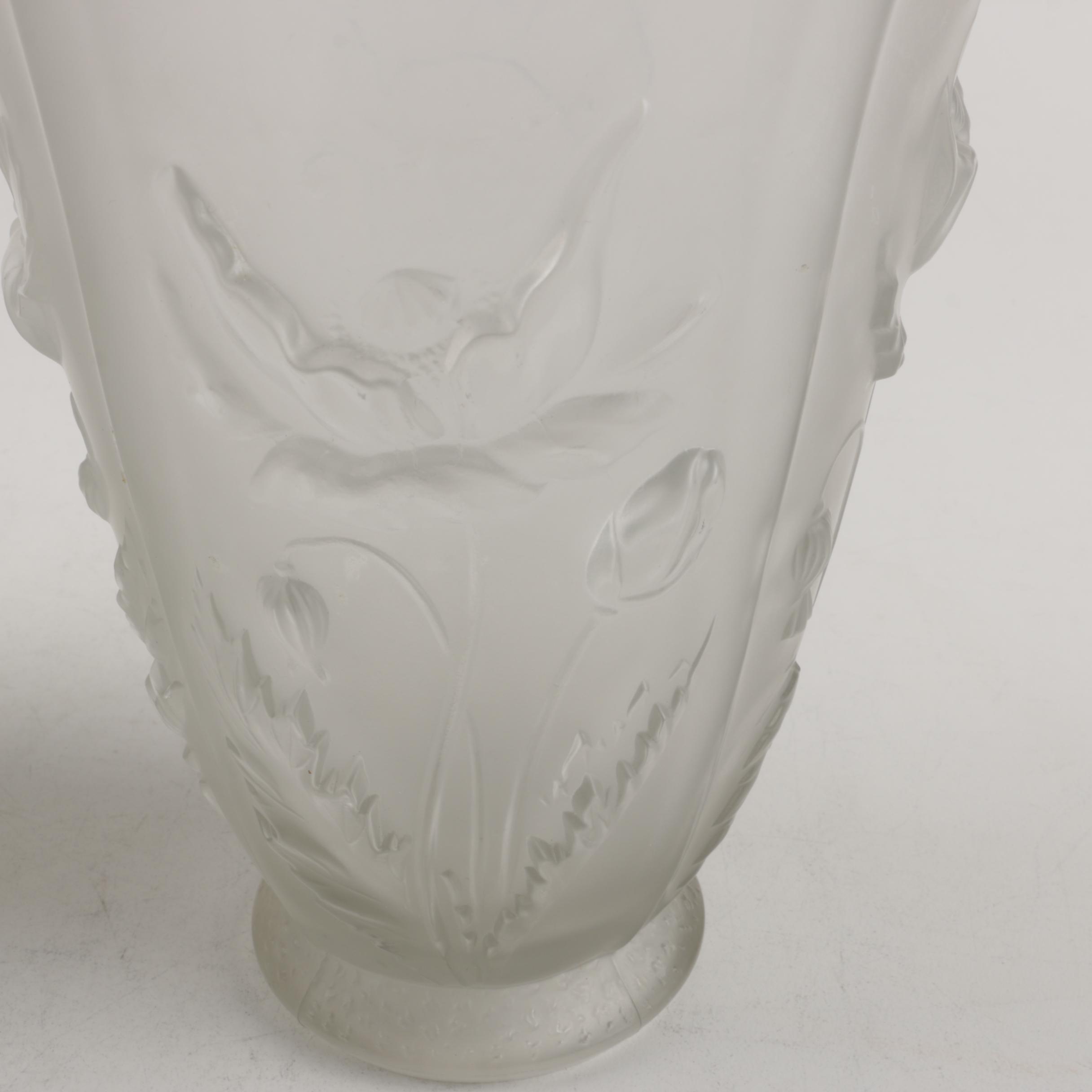 Pair of Decorative Floral Glass Vases