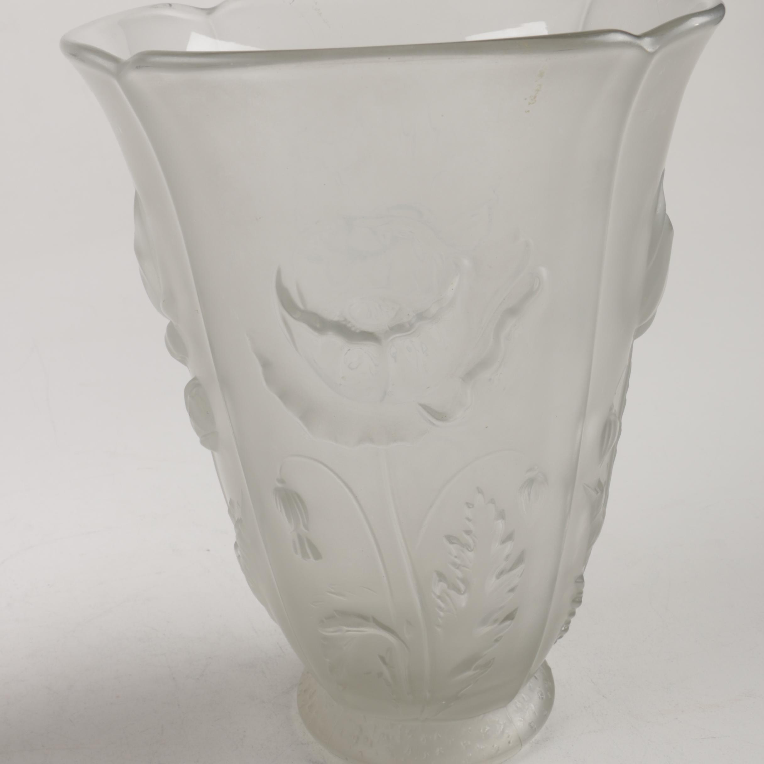 Pair of Decorative Floral Glass Vases