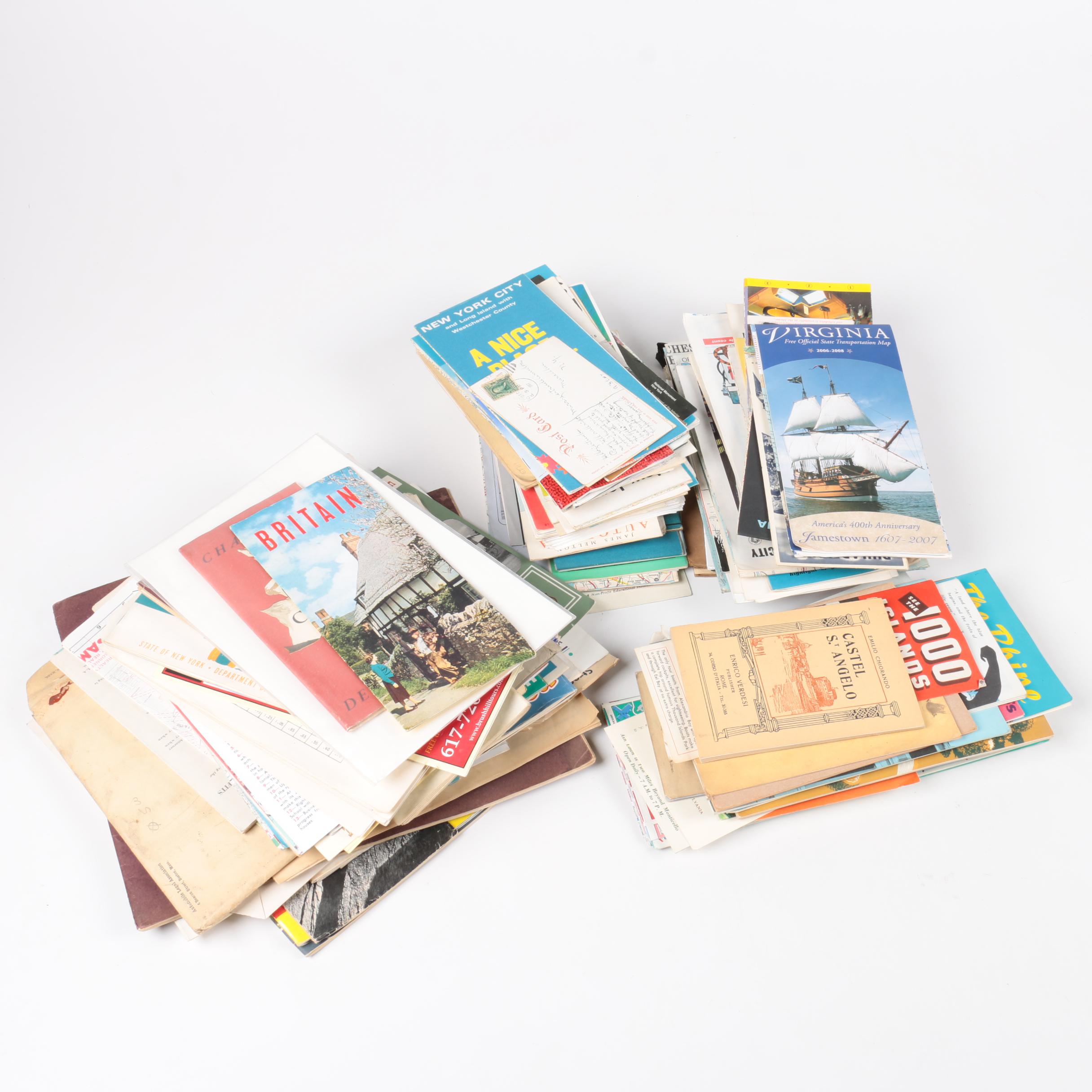 Assortment of Maps, Postcards, Pamphlets and Other Travel Ephemera
