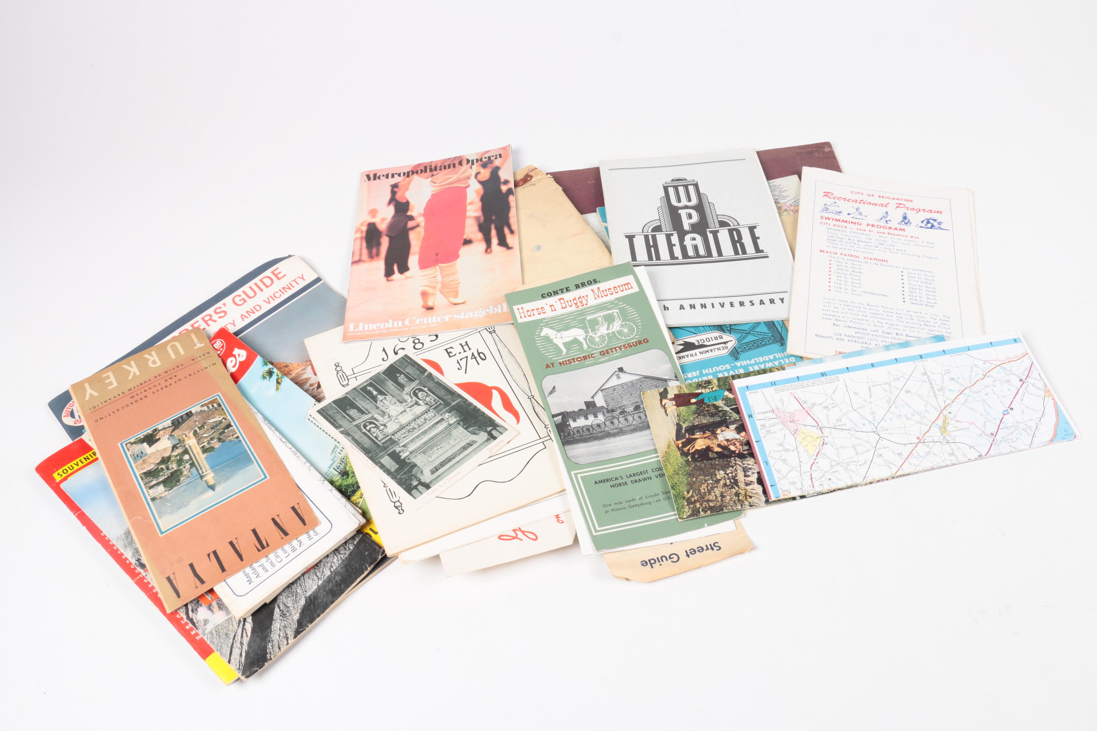 Assortment of Maps, Postcards, Pamphlets and Other Travel Ephemera