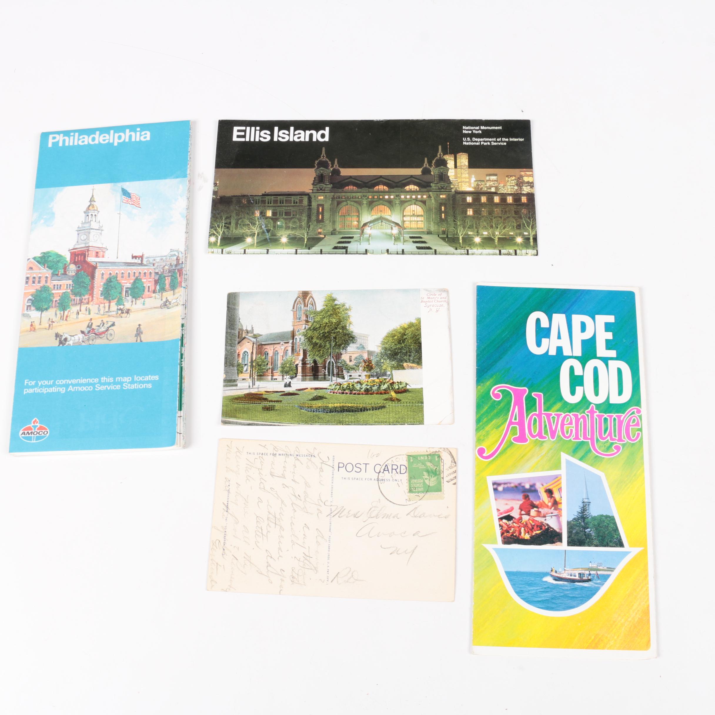 Assortment of Maps, Postcards, Pamphlets and Other Travel Ephemera