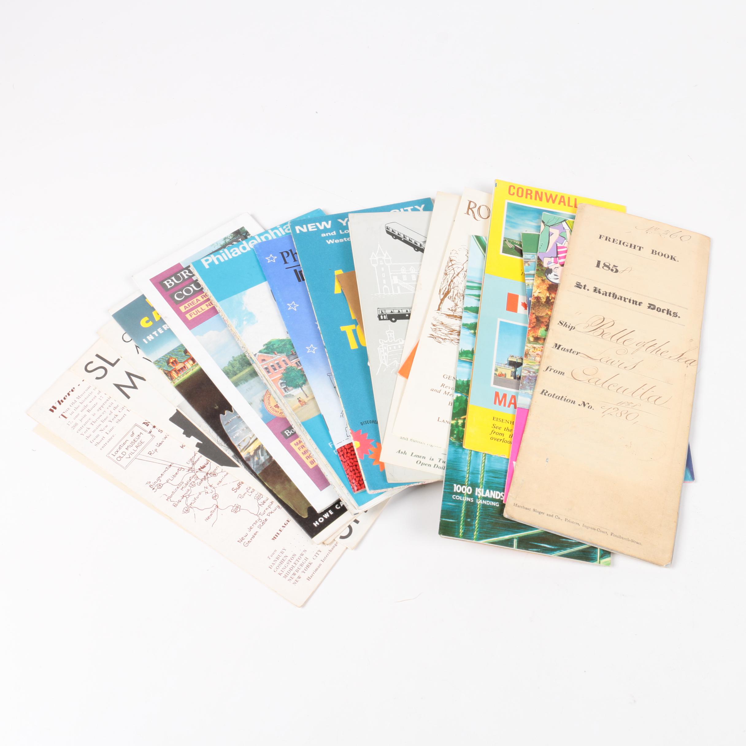 Assortment of Maps, Postcards, Pamphlets and Other Travel Ephemera