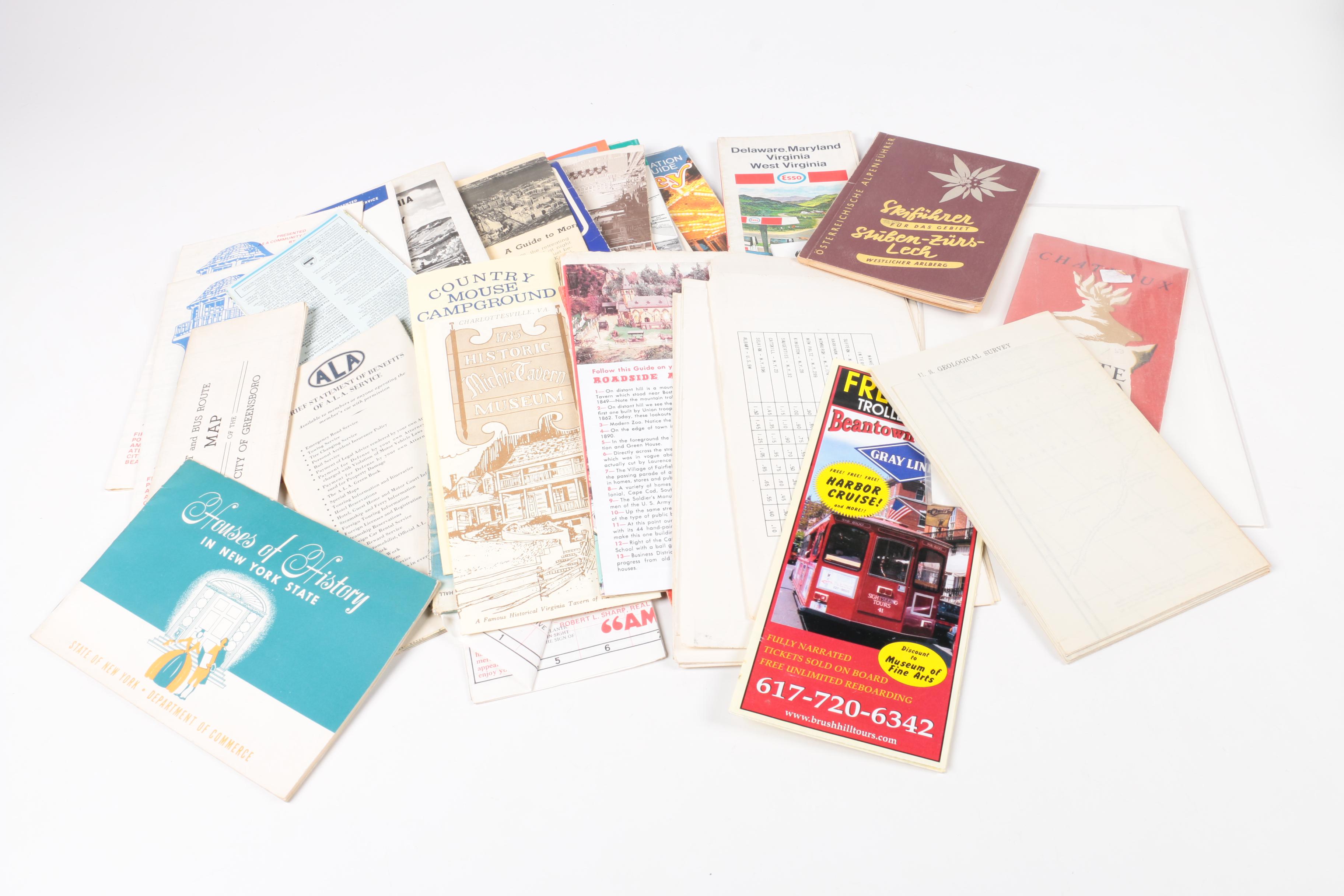 Assortment of Maps, Postcards, Pamphlets and Other Travel Ephemera
