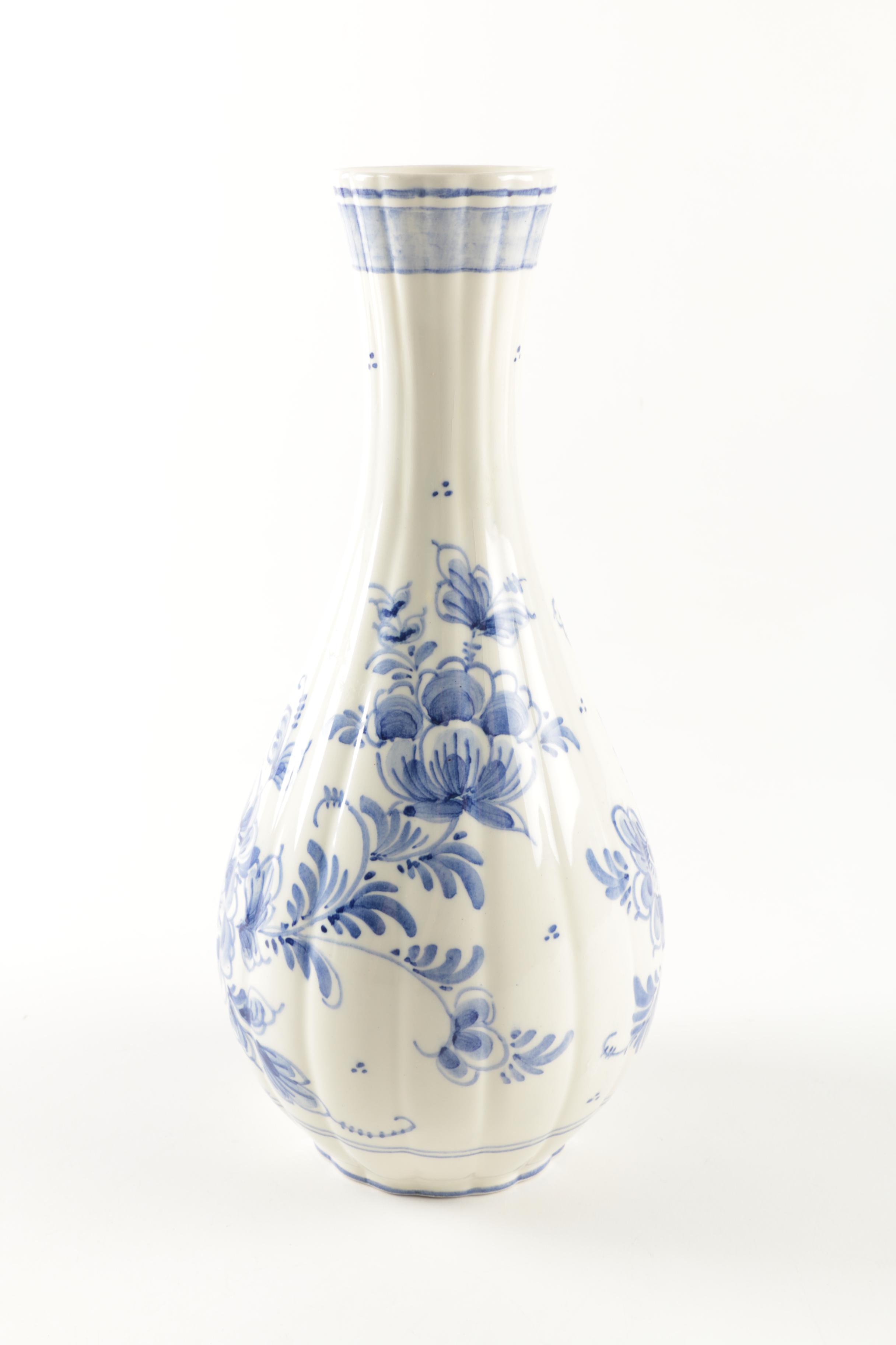 Blue and White D.P. Delfts Delft Porcelain Vase